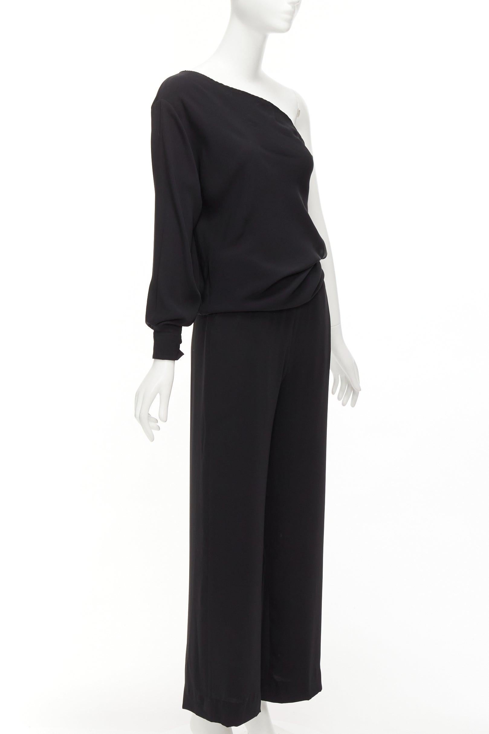 Black MAISON MARGIELA MM6 black one shoulder drape cut cropped jumpsuit FR36 S For Sale