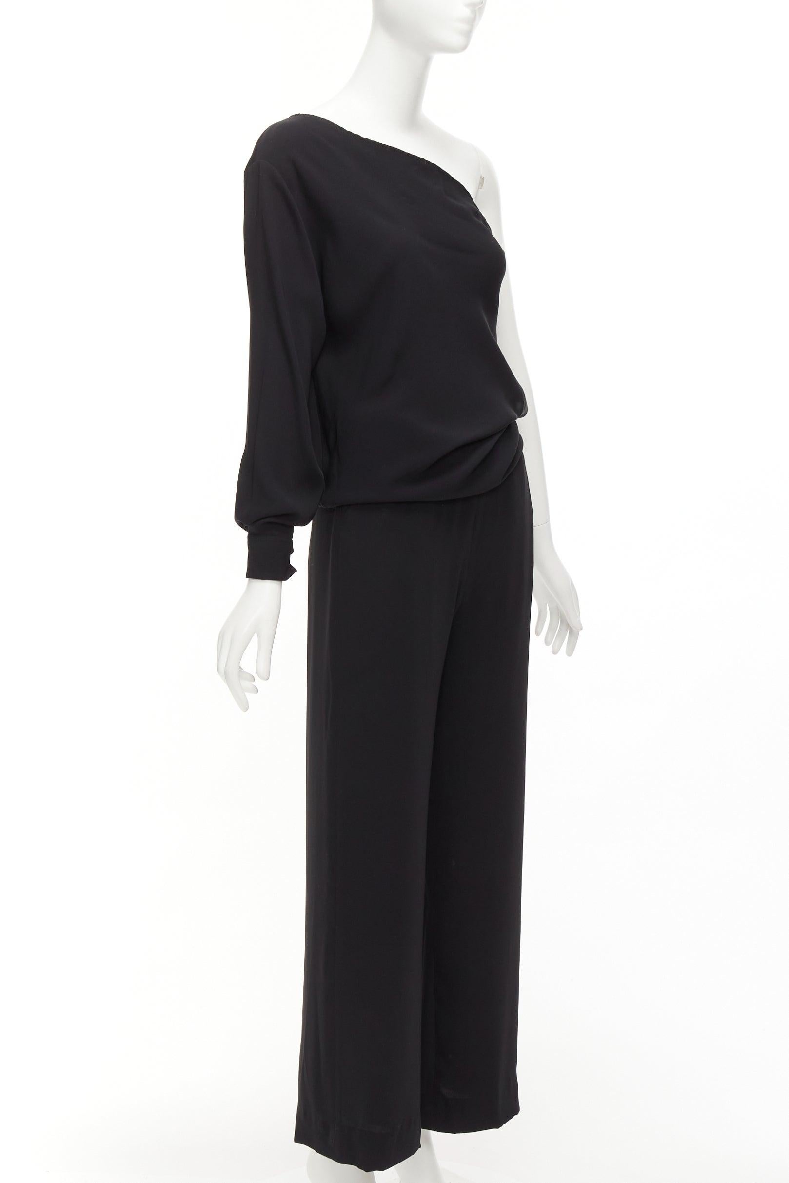 MAISON MARGIELA MM6 black one shoulder drape cut cropped jumpsuit FR36 S In Excellent Condition For Sale In Hong Kong, NT