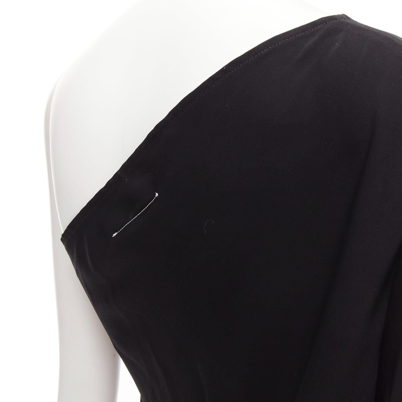 MAISON MARGIELA MM6 black one shoulder drape cut cropped jumpsuit FR36 S For Sale 2