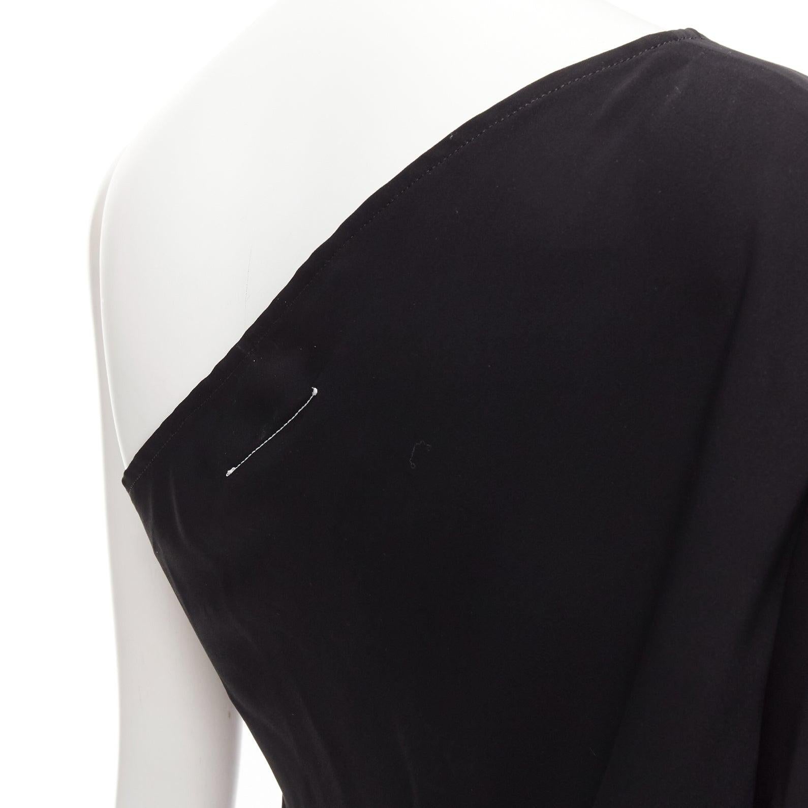 MAISON MARGIELA MM6 black one shoulder drape cut cropped jumpsuit FR36 S For Sale 3