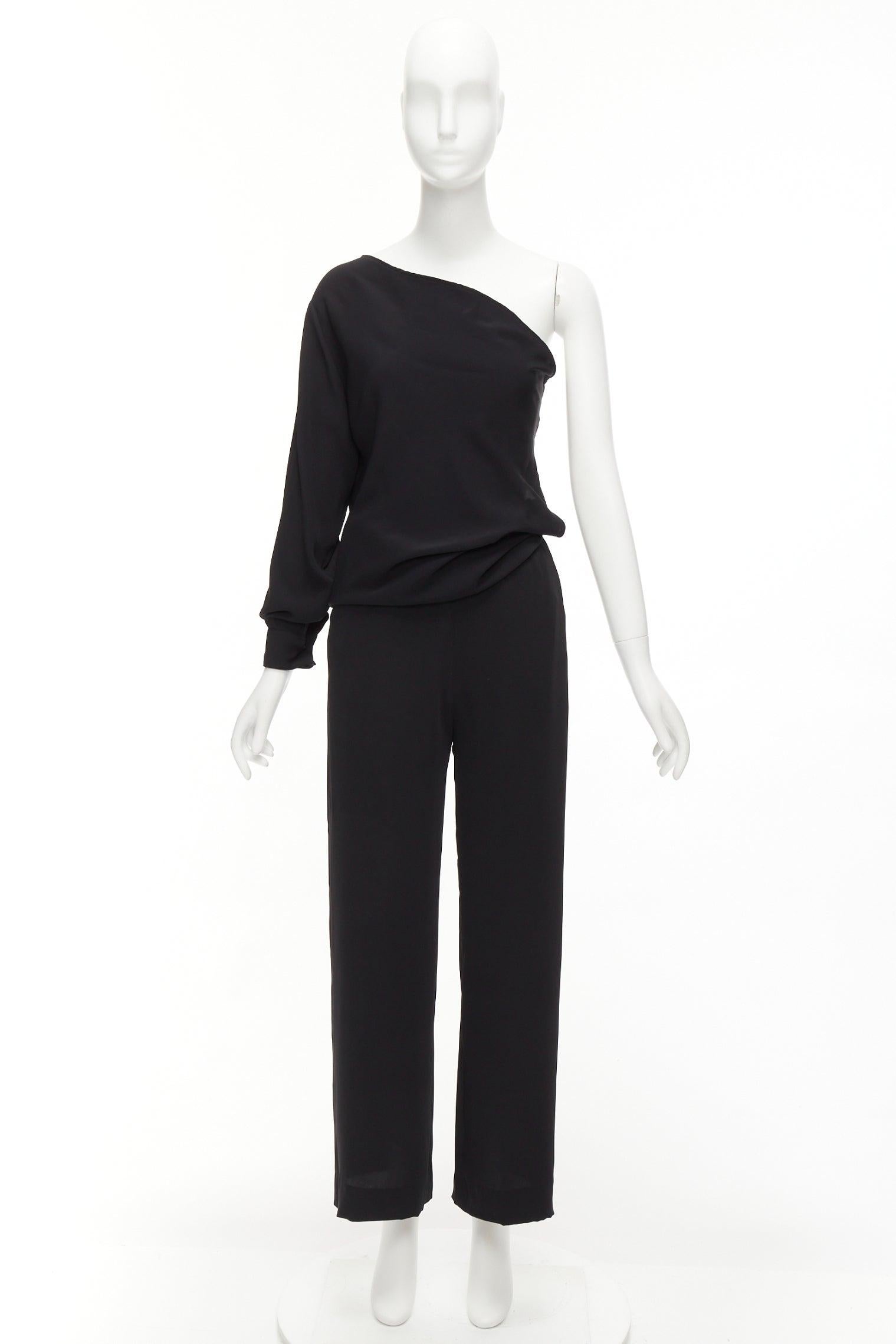 MAISON MARGIELA MM6 black one shoulder drape cut cropped jumpsuit FR36 S For Sale 5