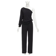 MAISON MARGIELA MM6 black one shoulder drape cut cropped jumpsuit FR36 S