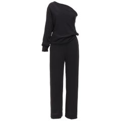 MM6 Maison Margiela MM6 tuta nera monospalla con taglio a drappo FR36 S