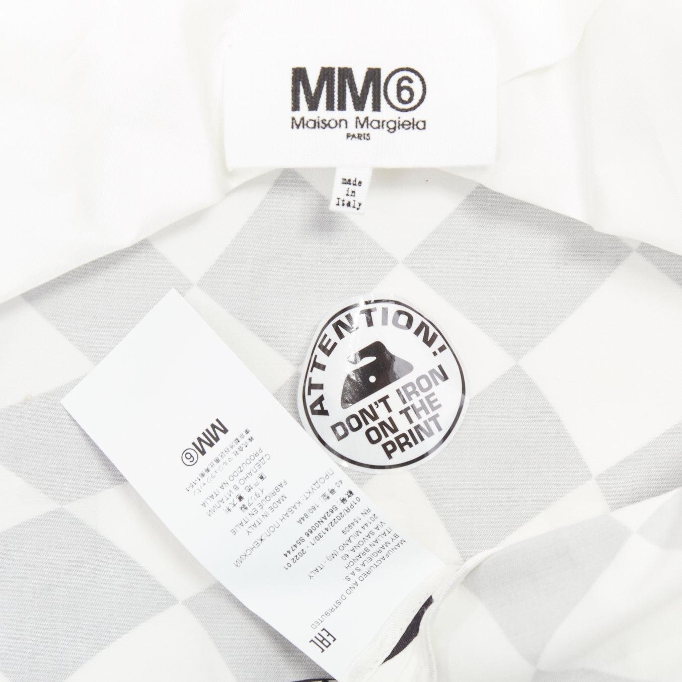 MAISON MARGIELA MM6 black white checkerboard cotton cropped flared coat FR40 M For Sale 3