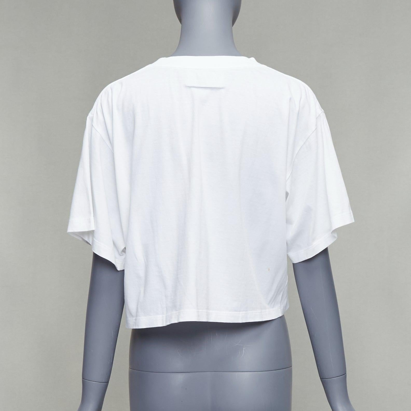 MAISON MARGIELA MM6 weißes Baumwollmischgewebe schwarzes Logo-T-Shirt XS Damen im Angebot