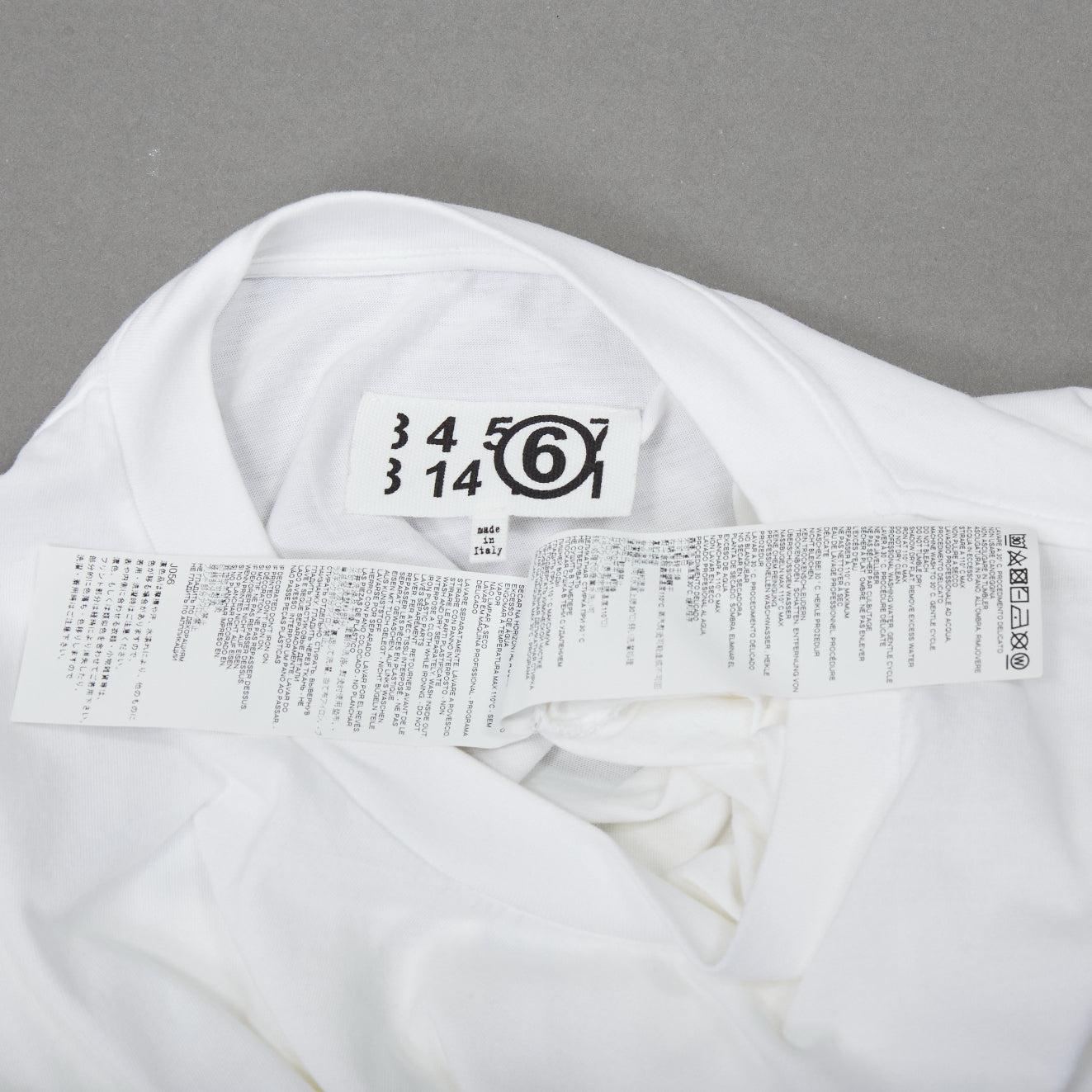 MAISON MARGIELA MM6 weißes Baumwollmischgewebe schwarzes Logo-T-Shirt XS im Angebot 3