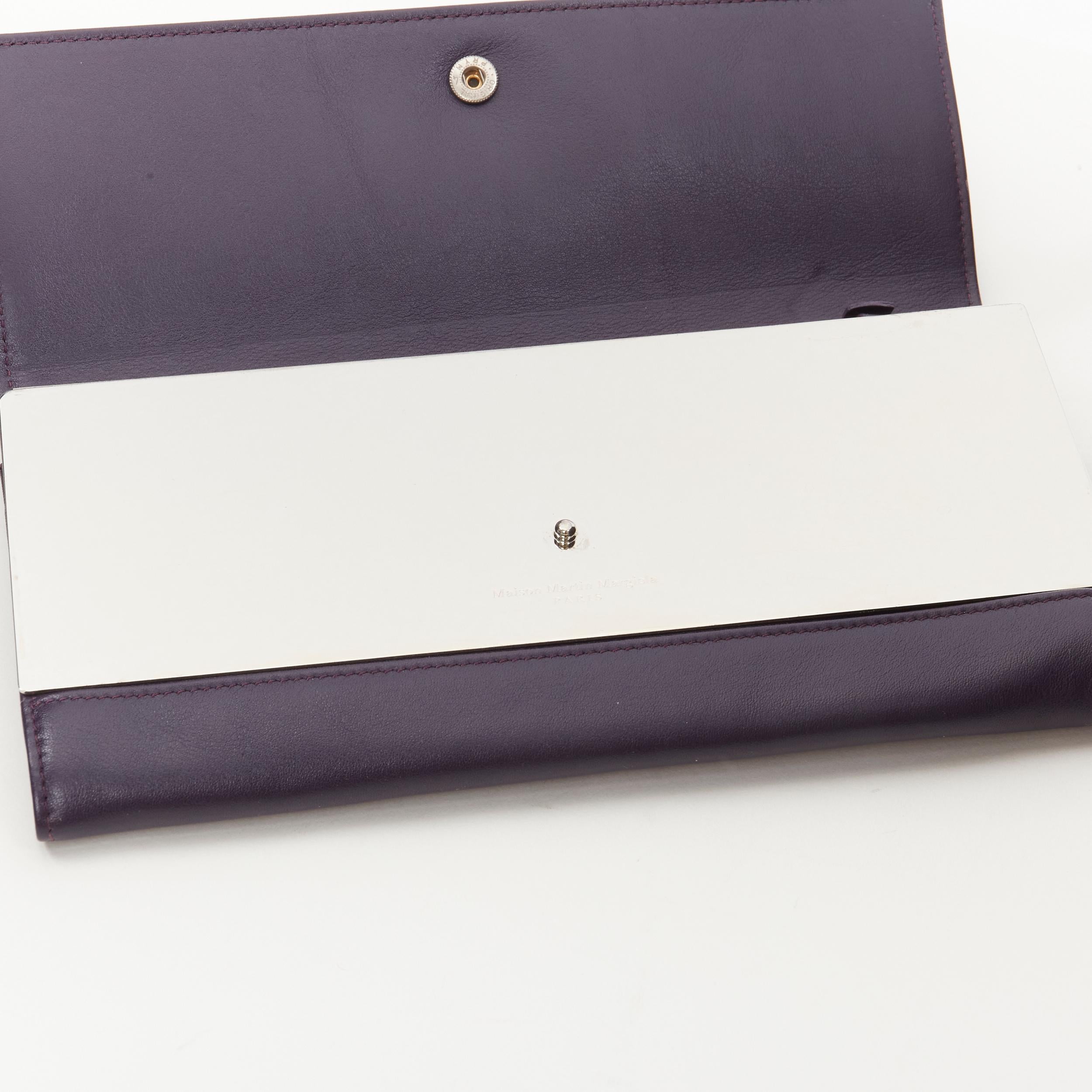 MAISON MARGIELA MMM purple leather mirrored interior flap clutch bag In New Condition In Hong Kong, NT