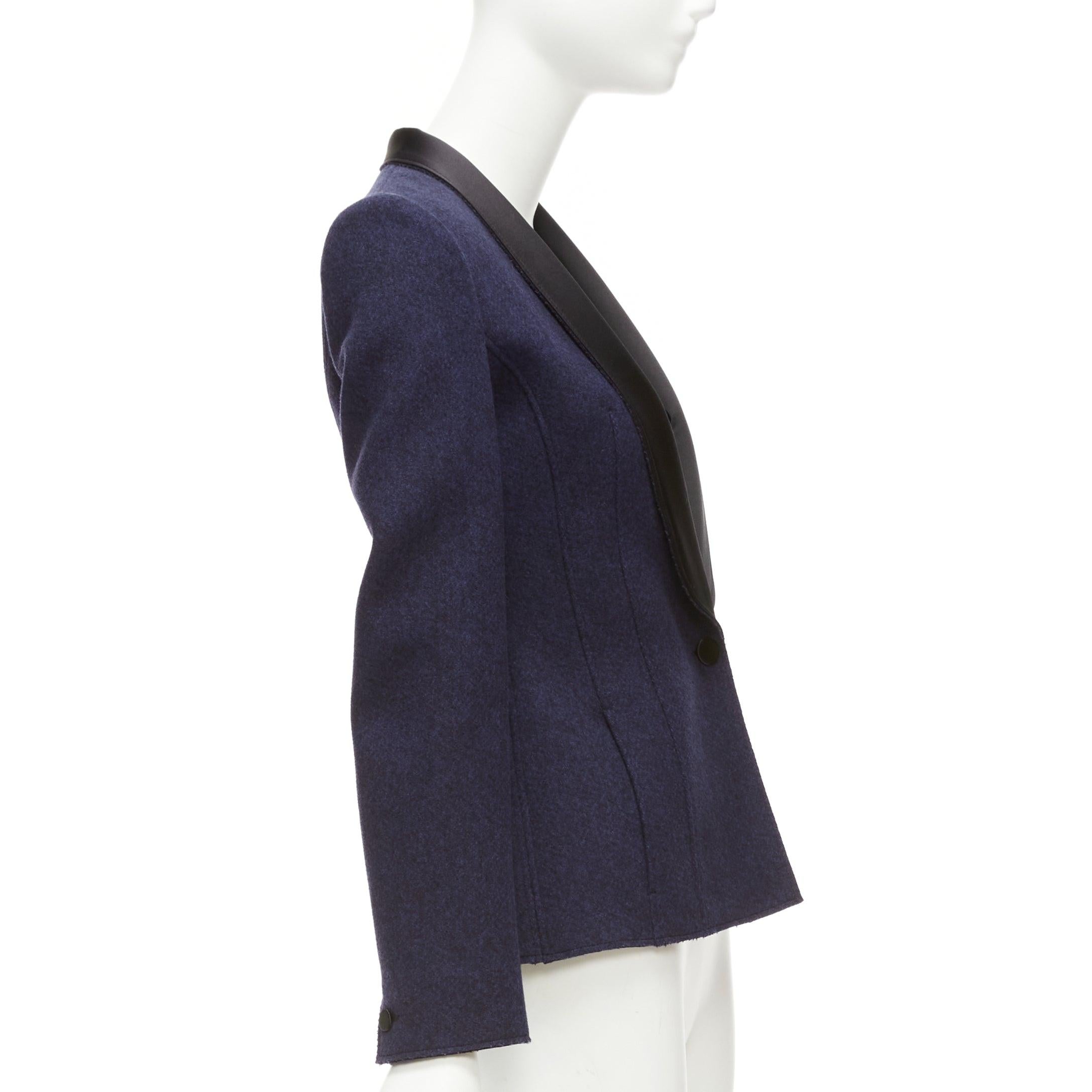 MAISON MARGIELA navy black wool blend satin collar tuxedo blazer FR36 S For Sale 1