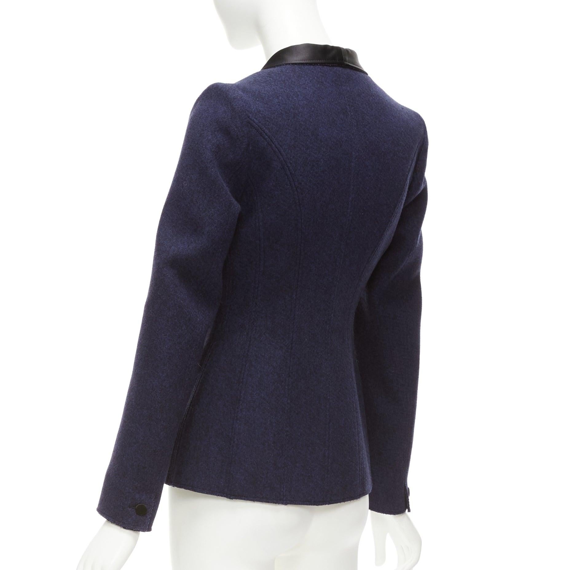 MAISON MARGIELA navy black wool blend satin collar tuxedo blazer FR36 S For Sale 3