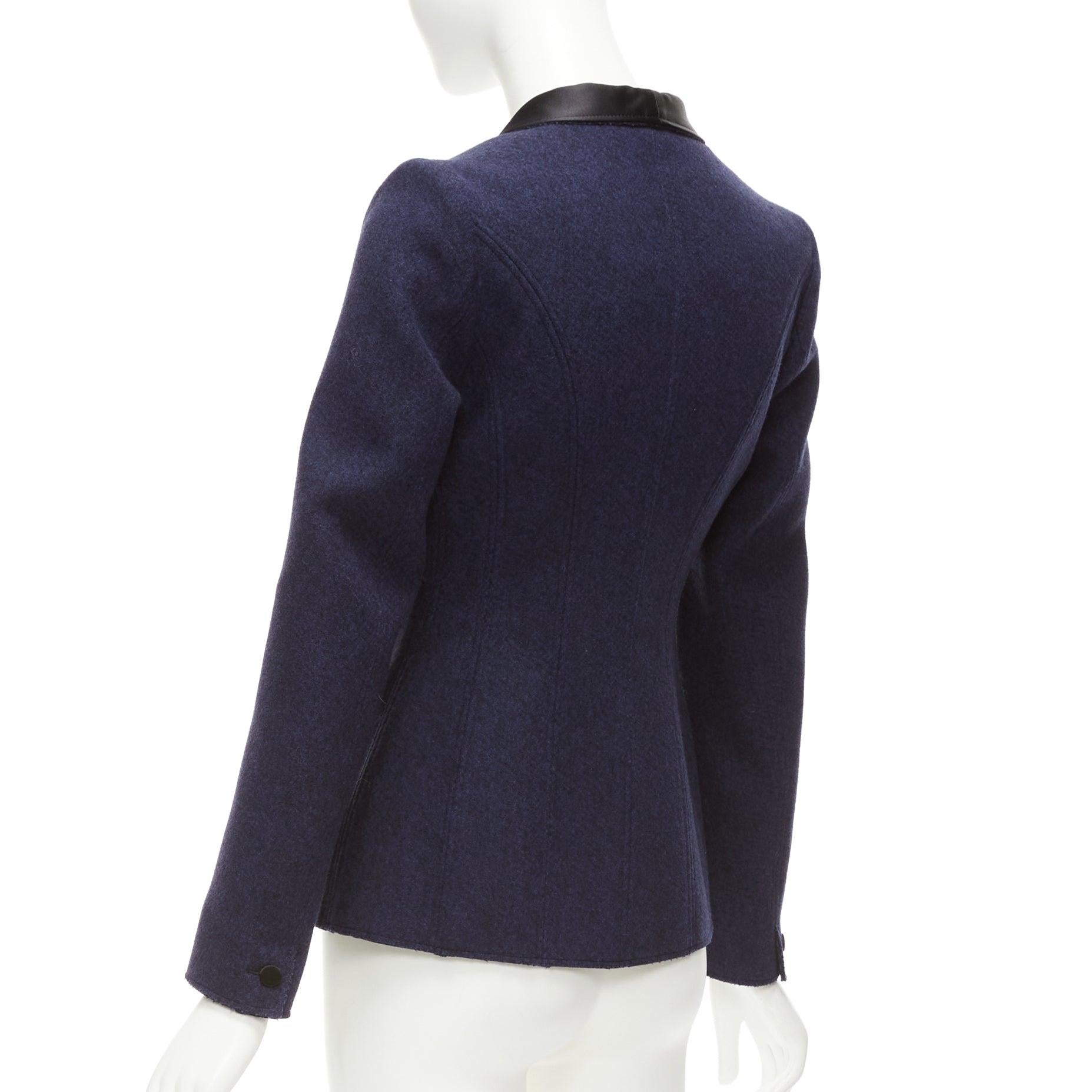 MAISON MARGIELA navy black wool blend satin collar tuxedo blazer FR36 S For Sale 2