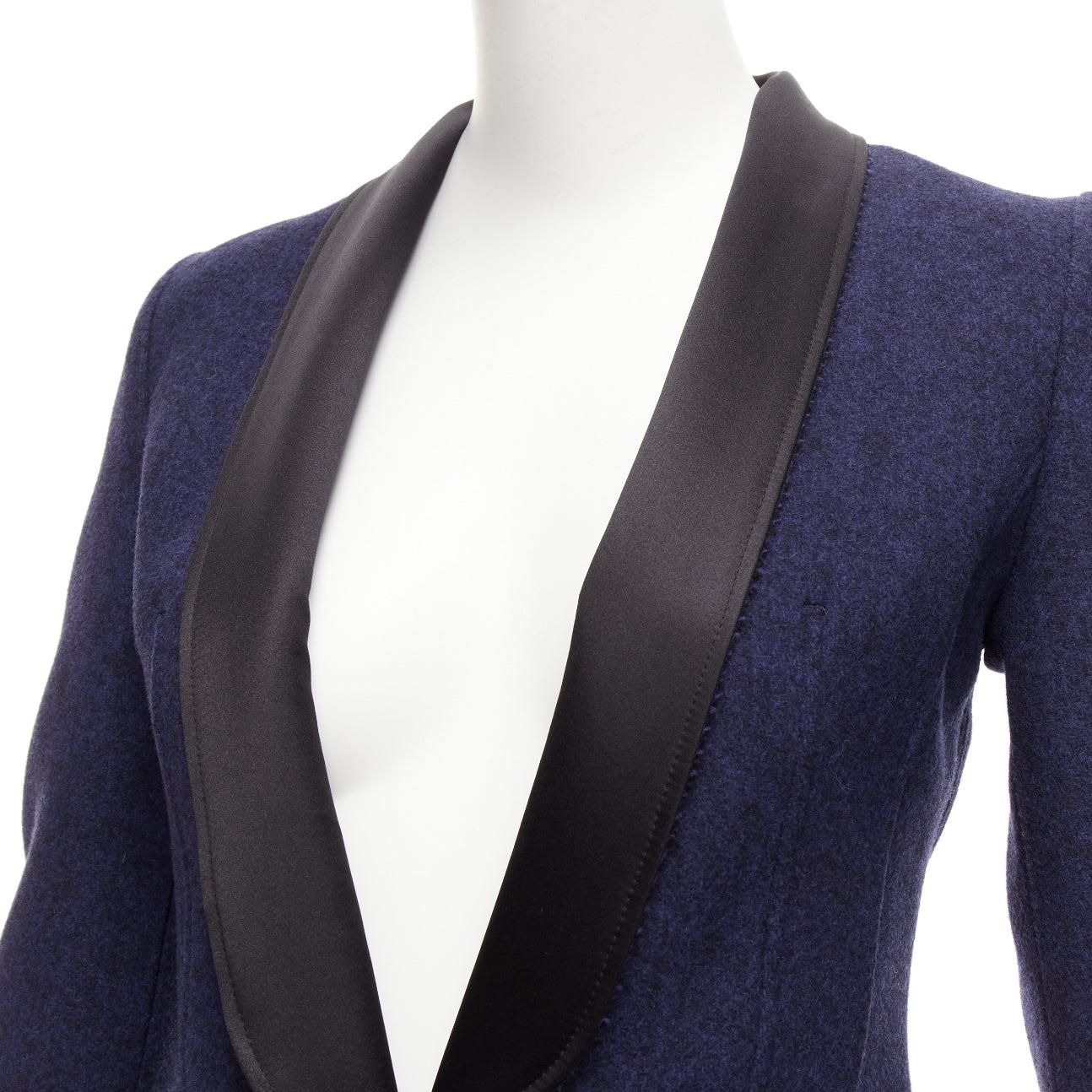 MAISON MARGIELA navy black wool blend satin collar tuxedo blazer FR36 S For Sale 4