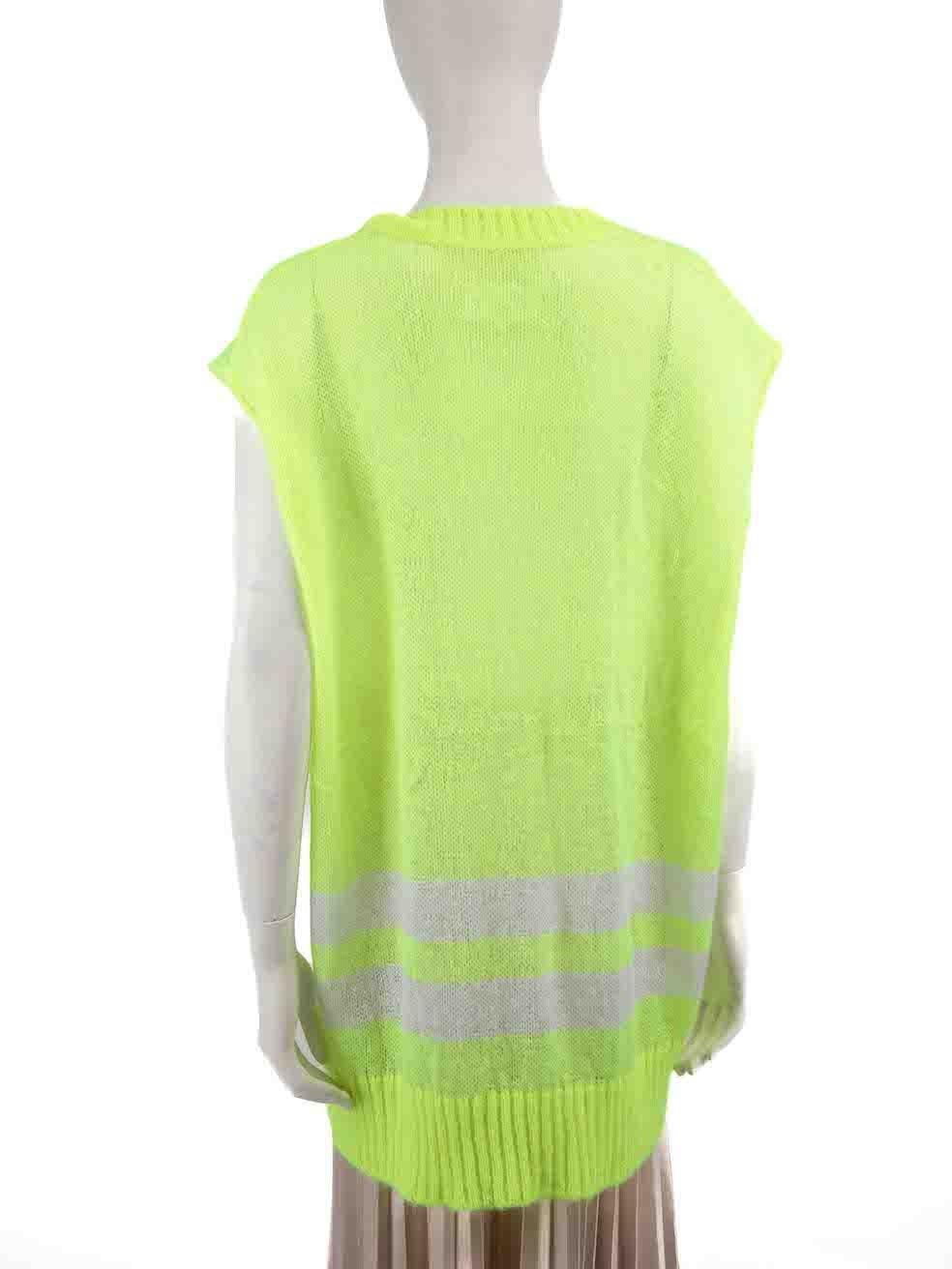 Maison Margiela Neon Yellow Striped Knit Vest Size XS In Good Condition For Sale In London, GB