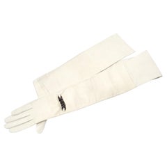Maison Margiela Off White Long Leather Glove With Chain Detail