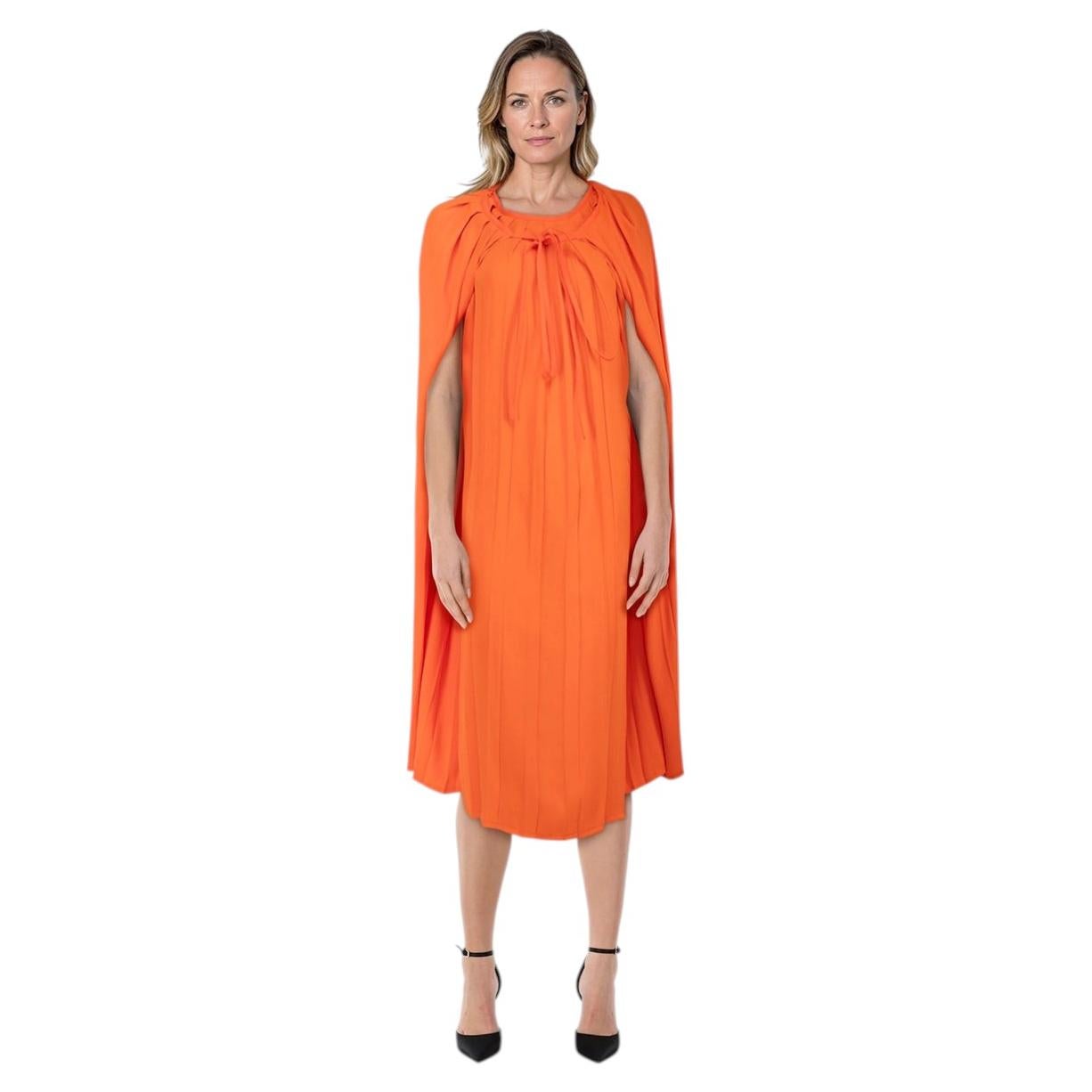 Maison Margiela Orange Midi Pleated Dress Size S