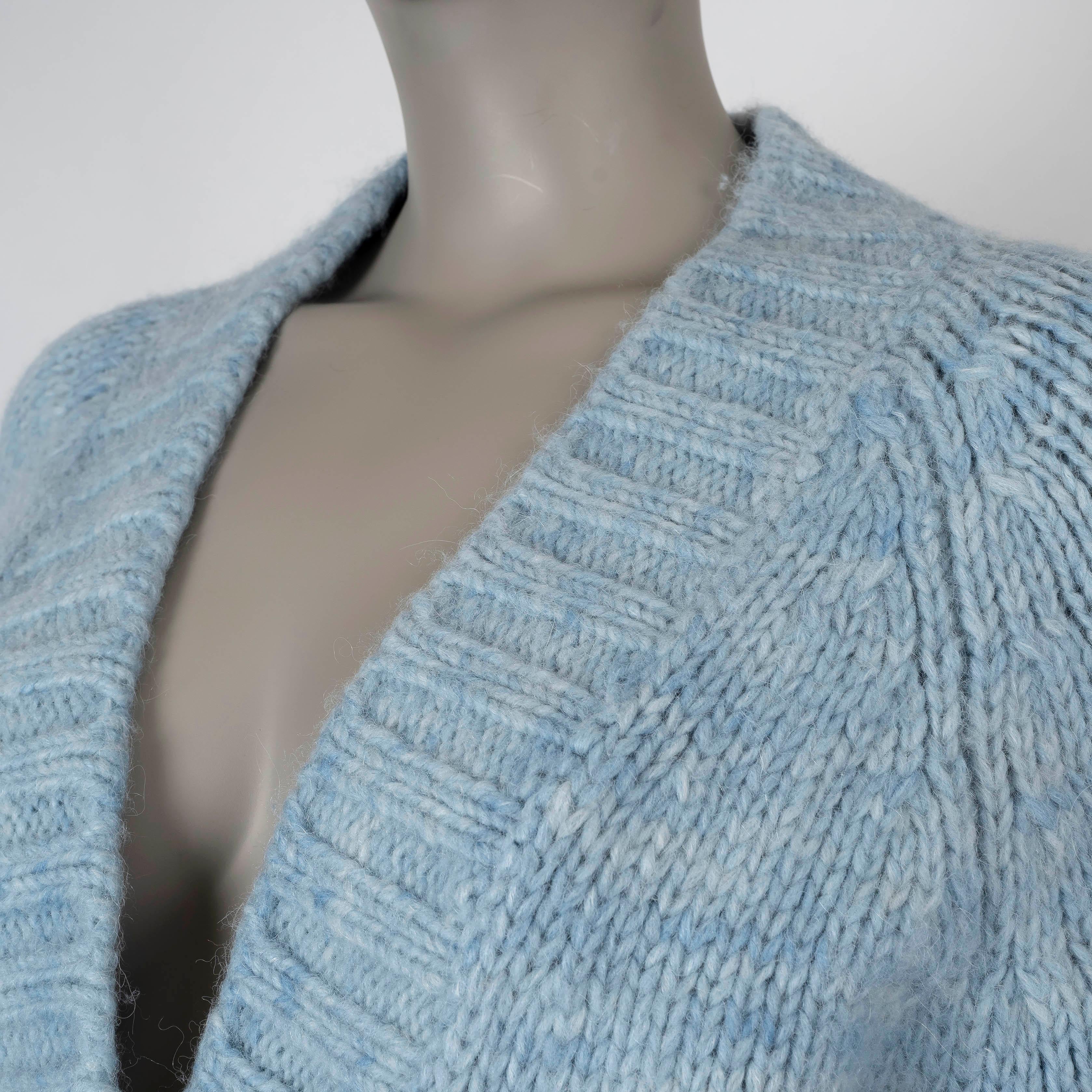 MAISON MARGIELA Cardigan bleu pâle alpaca 2022 CHUNKY Knit Pull S en vente 1