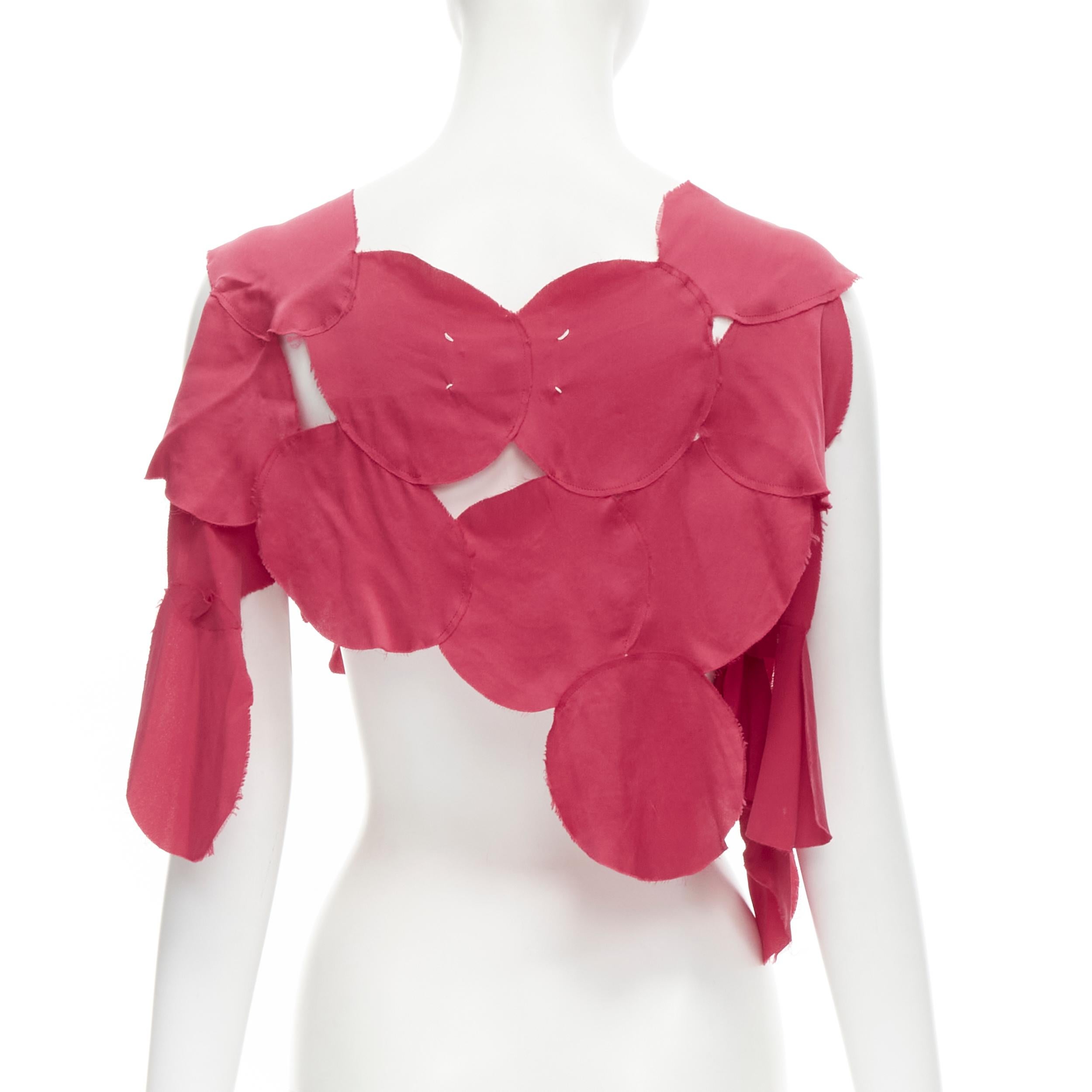 MAISON MARGIELA pink circle raw cut patchwork cropped top S In Excellent Condition For Sale In Hong Kong, NT