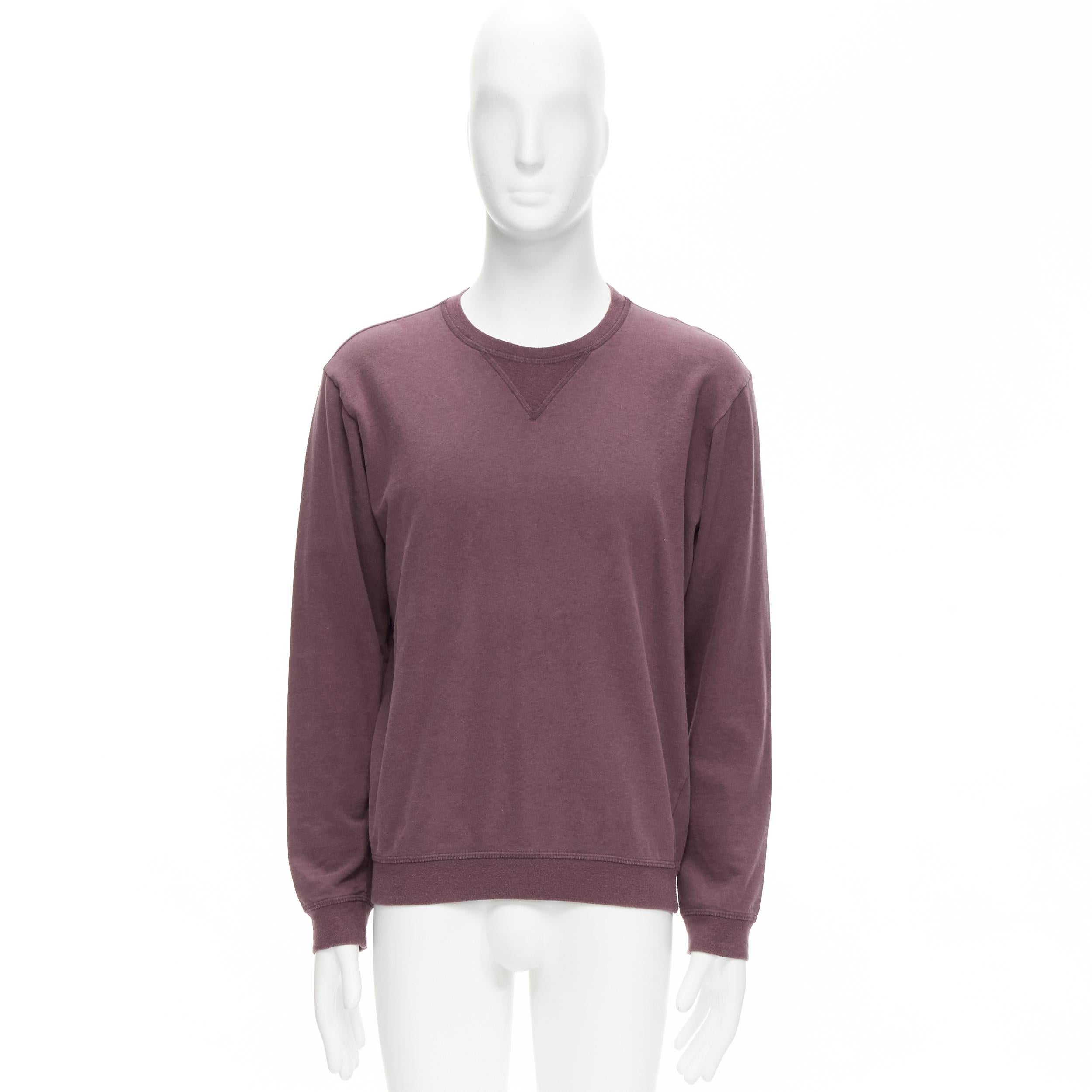 MAISON MARGIELA felpa con toppa al gomito in cotone lavato rosso prugna EU48 M. in vendita 5