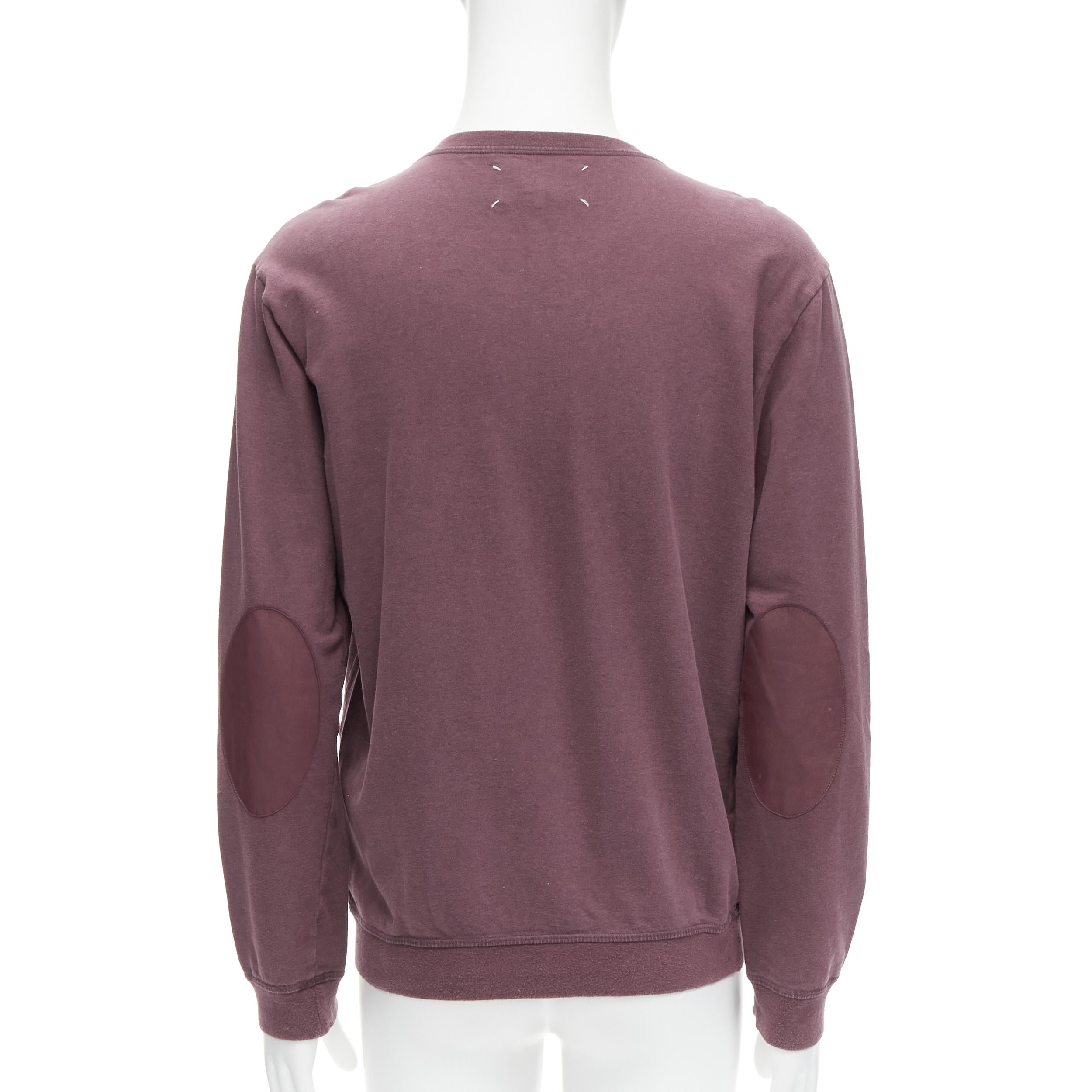 Uomo MAISON MARGIELA felpa con toppa al gomito in cotone lavato rosso prugna EU48 M. in vendita