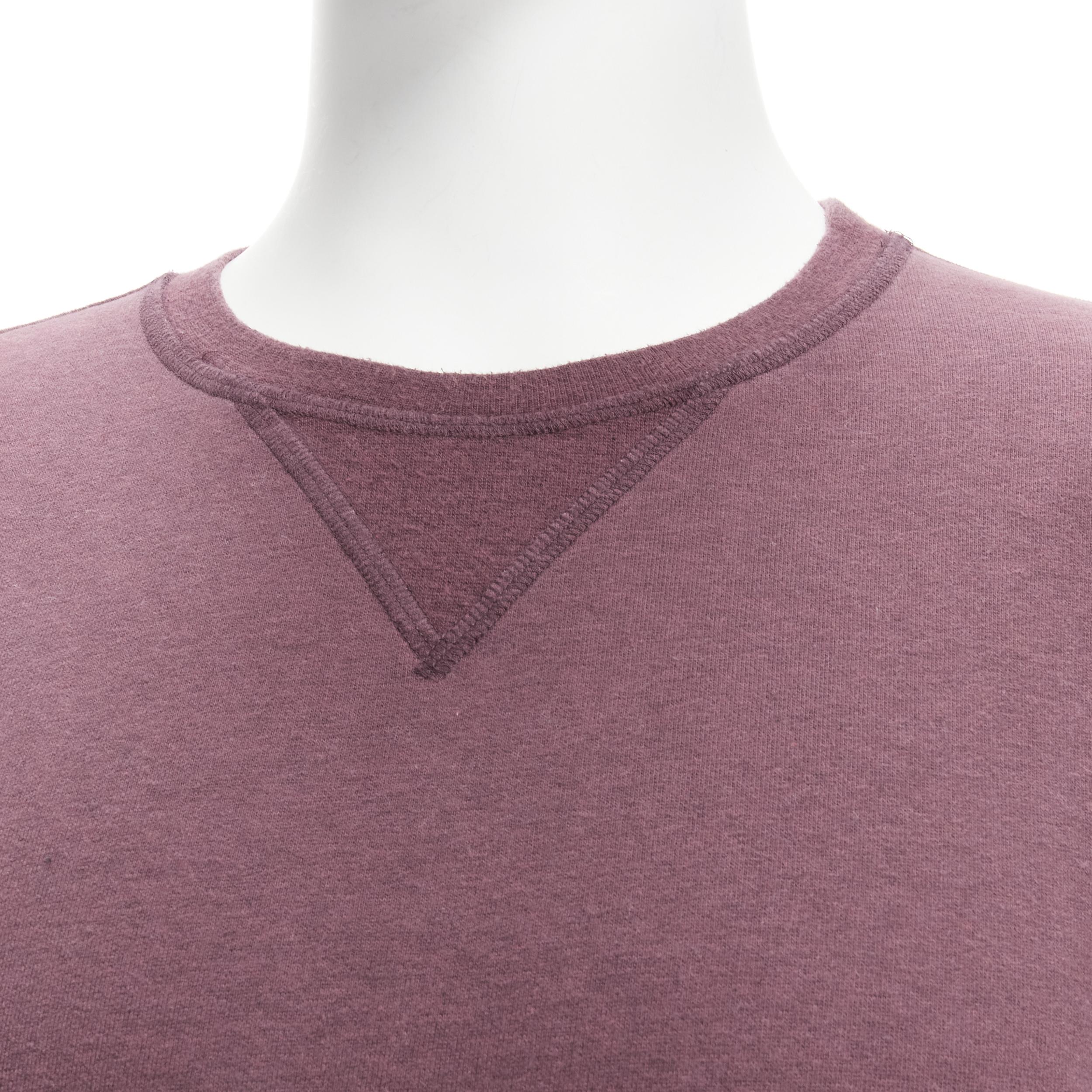 MAISON MARGIELA felpa con toppa al gomito in cotone lavato rosso prugna EU48 M. in vendita 2