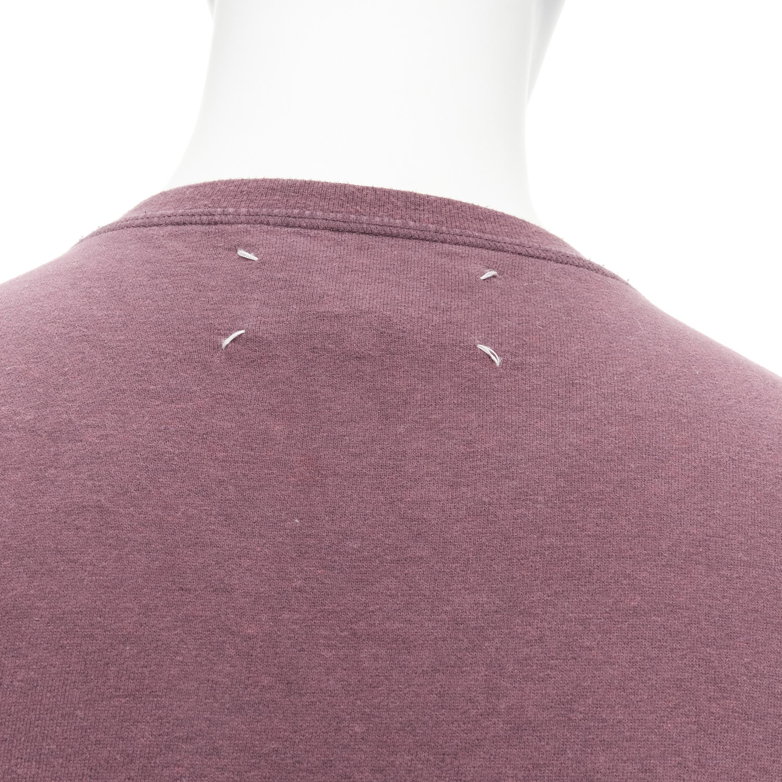 MAISON MARGIELA felpa con toppa al gomito in cotone lavato rosso prugna EU48 M. in vendita 3