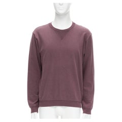 MAISON MARGIELA plum red washed cotton leather elbow patch sweatshirt EU48 M