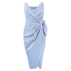MAISON MARGIELA robe portefeuille à décolleté plongeant bleu poudre sans bretelles