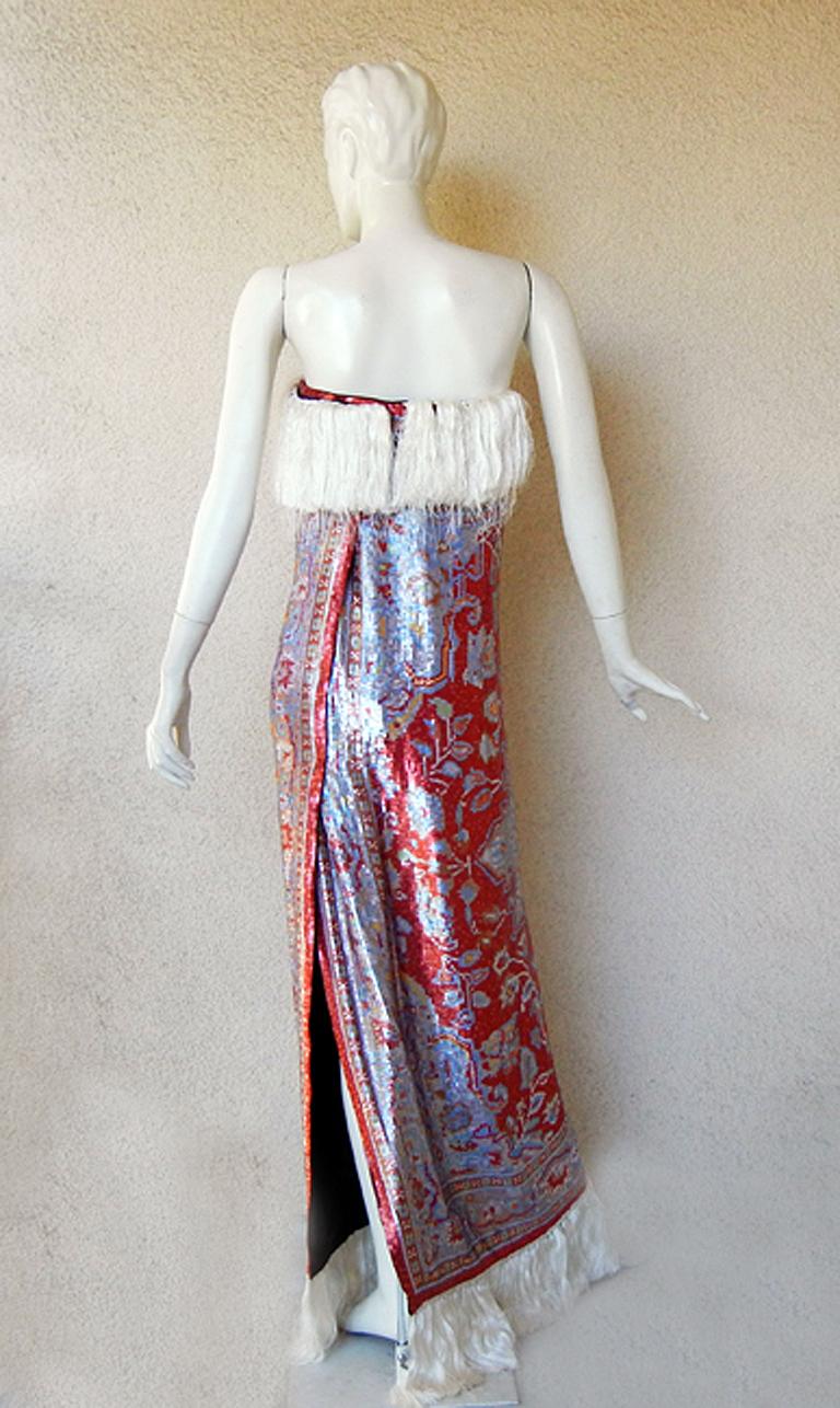 Women's Maison Margiela Rare Vintage Beaded Tapestry Runway Dress Gown   Museum Collec For Sale