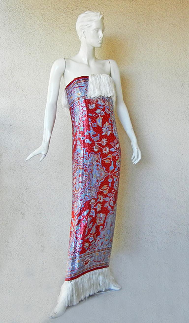 Maison Margiela Rare Vintage Beaded Tapestry Runway Dress Gown   Museum Collec For Sale 3