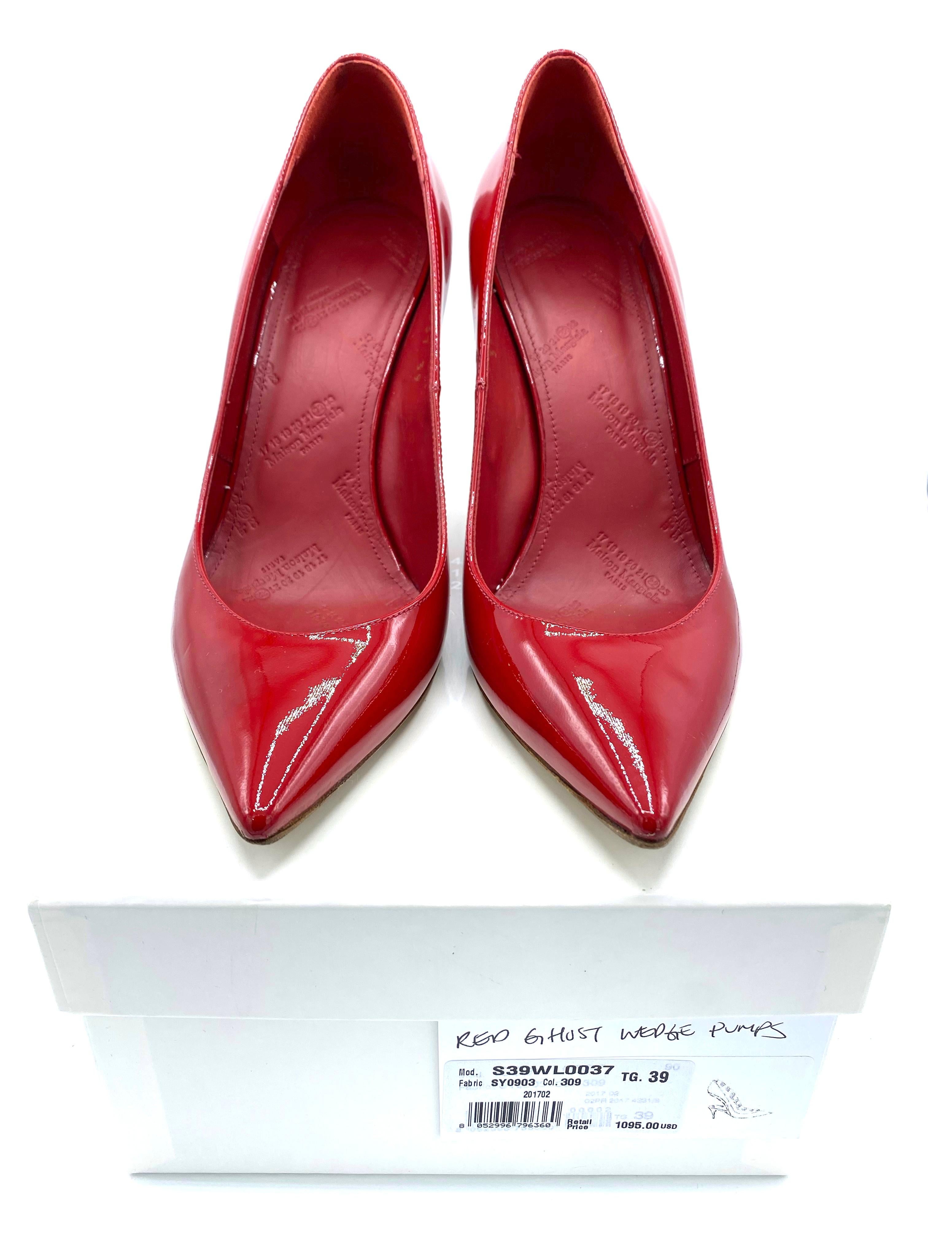 Maison Margiela Red Patent Leather Pump Heels Size 38 For Sale 4