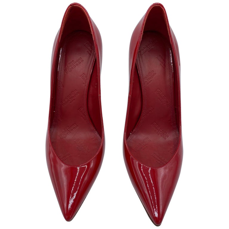 Maison Margiela Red Patent Leather Pump Heels Size 38 For Sale at 1stDibs |  red patent leather pumps, leather red heels
