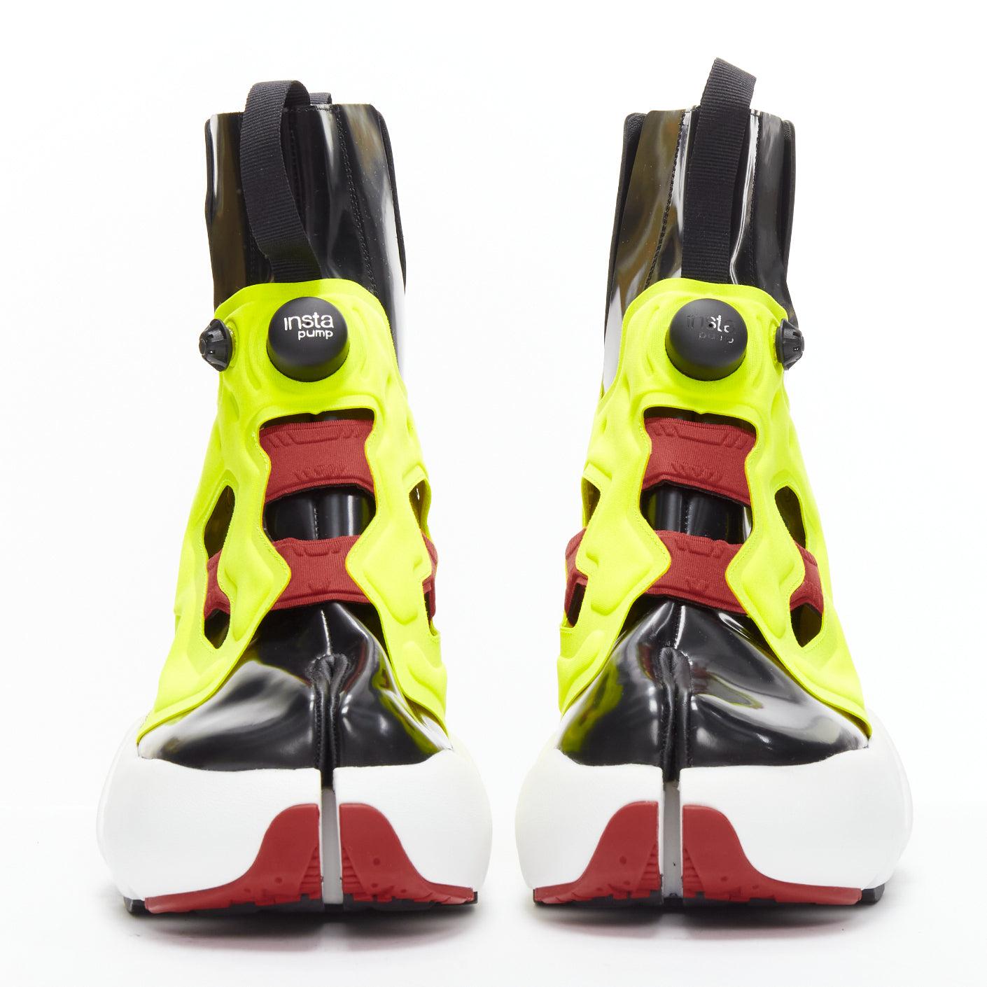 Yellow MAISON MARGIELA REEBOK Runway Tabi neon yellow red chunky boots EU39
