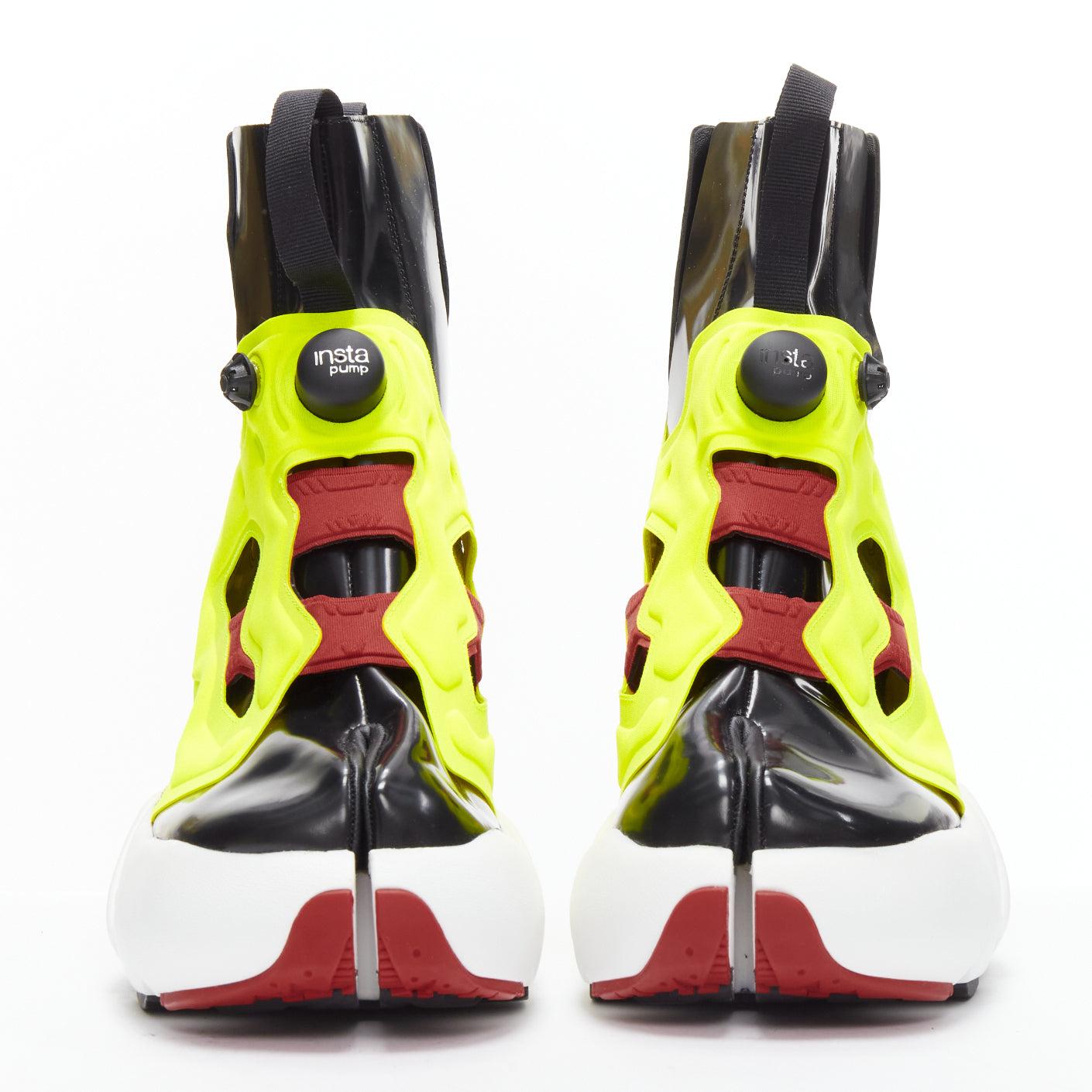 Yellow MAISON MARGIELA REEBOK Runway Tabi neon yellow red chunky boots EU39 For Sale