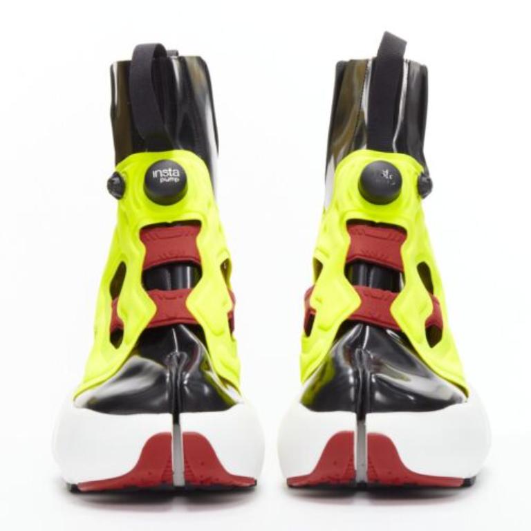Yellow MAISON MARGIELA REEBOK Runway Tabi neon yellow red chunky boots EU39