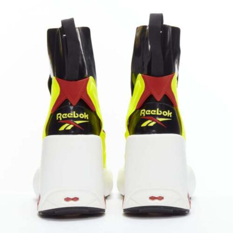 Women's MAISON MARGIELA REEBOK Runway Tabi neon yellow red chunky boots EU39
