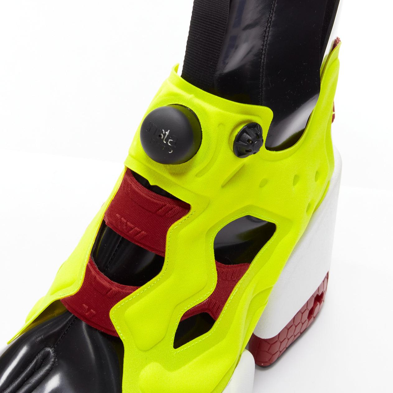 MAISON MARGIELA REEBOK Runway Tabi neon yellow red chunky boots EU39 For Sale 2