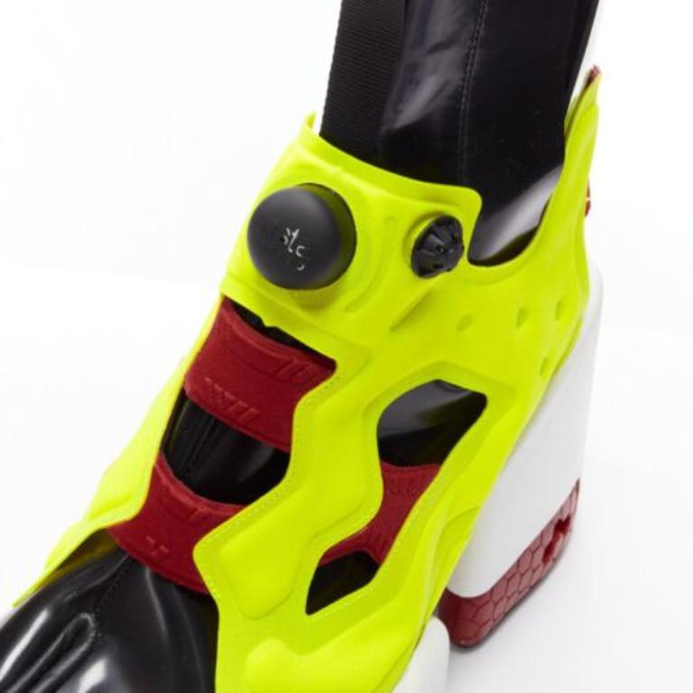 MAISON MARGIELA REEBOK Runway Tabi neon yellow red chunky boots EU39 2