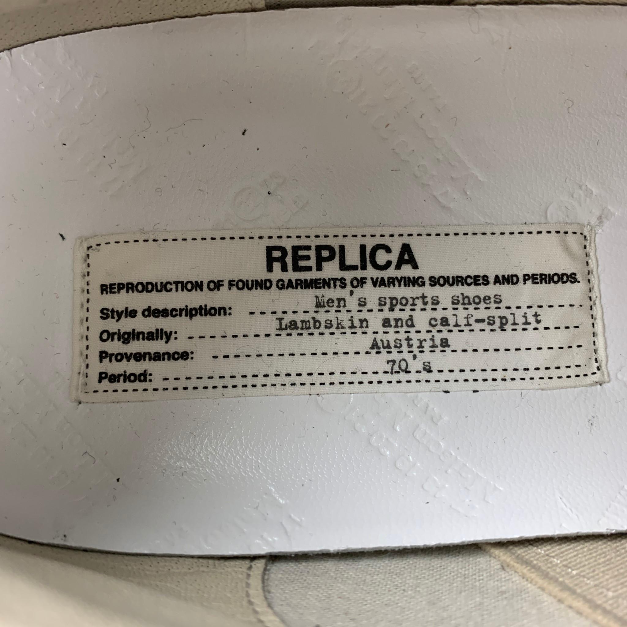 MAISON MARGIELA Replica Size 10.5 Black & Grey Leather Lace Up Sneakers In Excellent Condition In San Francisco, CA