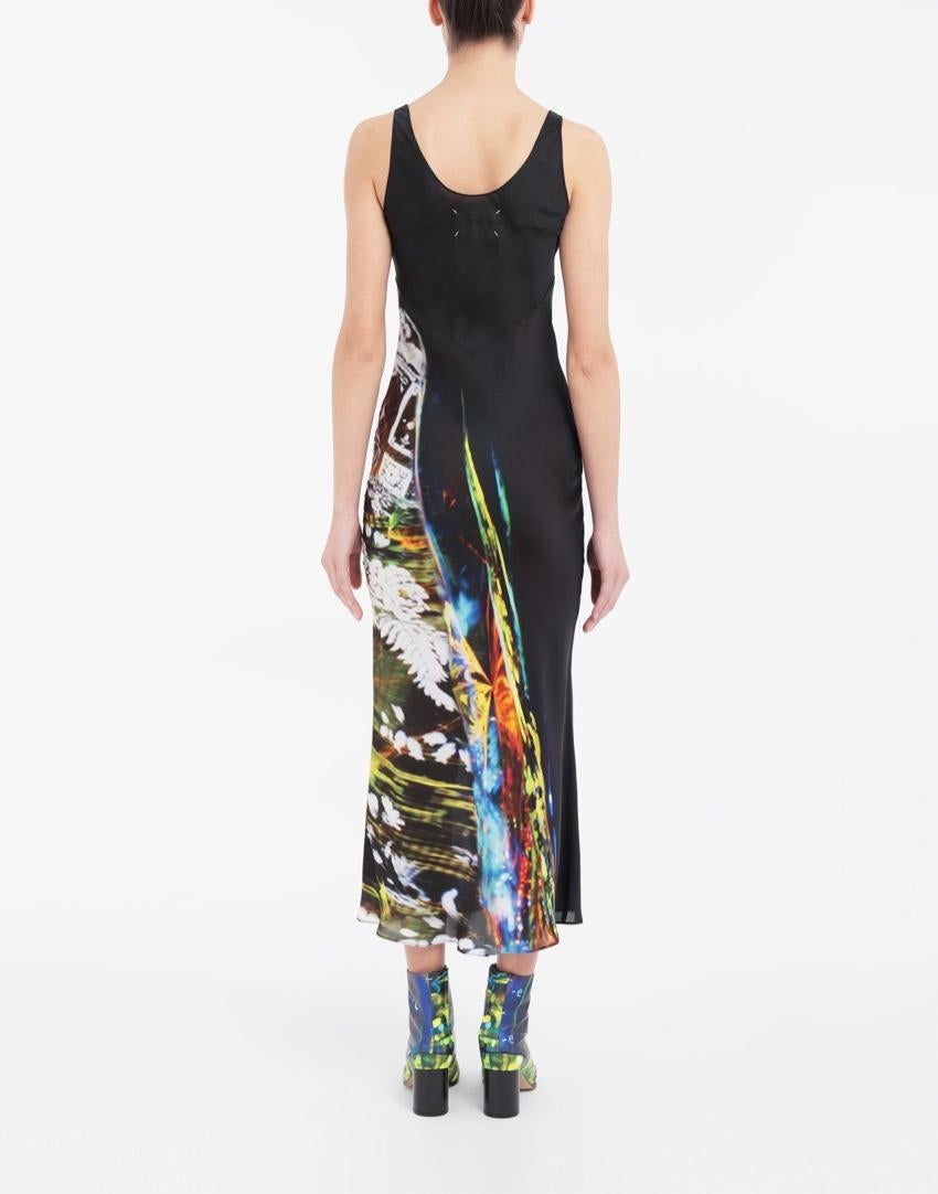 Maison Margiela Silk Blend Moving Metallics Print Dress - Size US 10 5