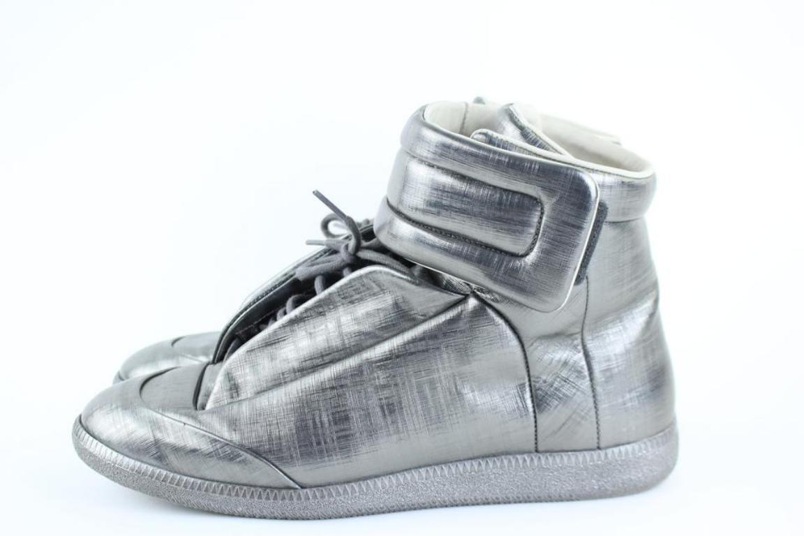 Men's Maison Margiela Silver Future Metallic Leather High-top Sneaker 1mk0919 Sneakers For Sale