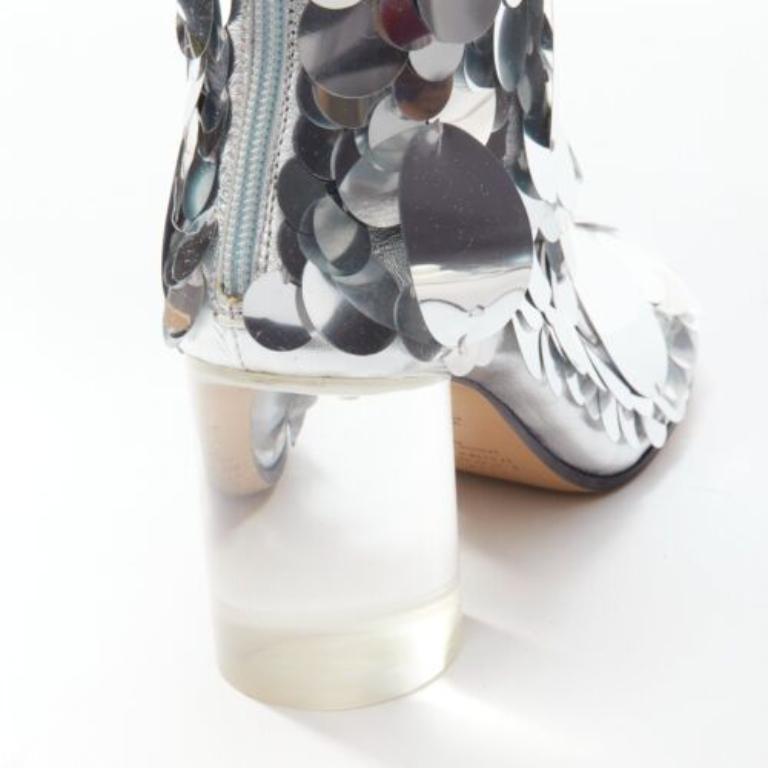 MAISON MARGIELA silver pailette clear lucite heels ankle boots EU39 For Sale 3