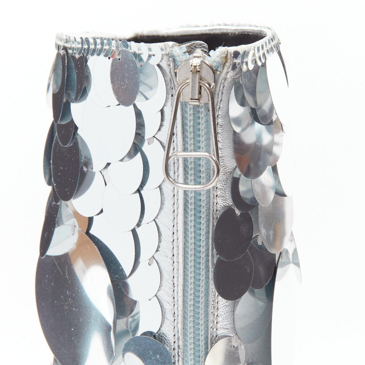 MAISON MARGIELA silver pailette clear lucite heels ankle boots EU39 For Sale 5