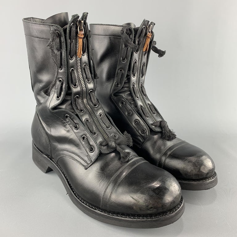 MAISON MARGIELA Size 10 Black Leather REPLICA Columbus Giorgia