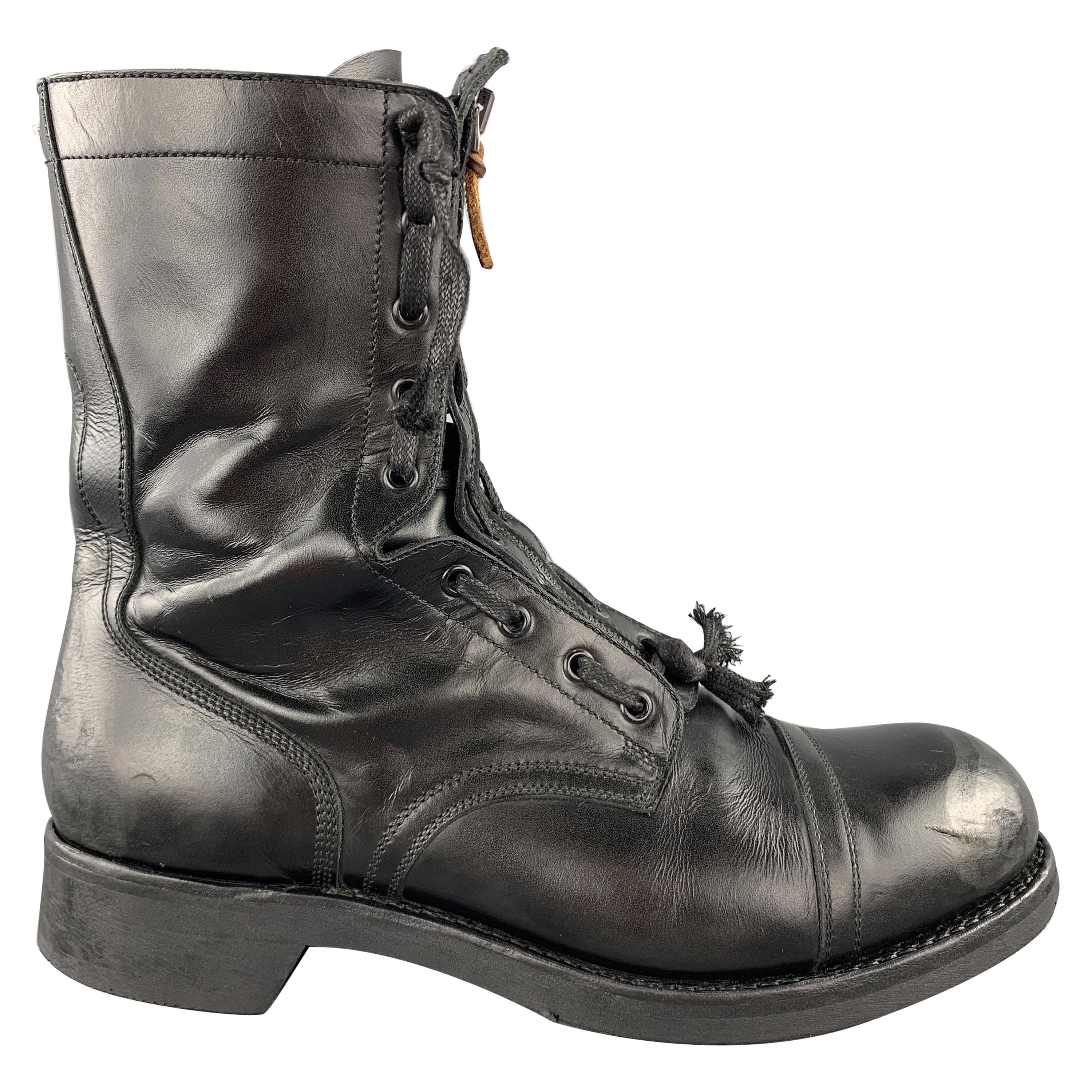 MAISON MARGIELA Size 10 Black Leather REPLICA Columbus Giorgia  Military Boots