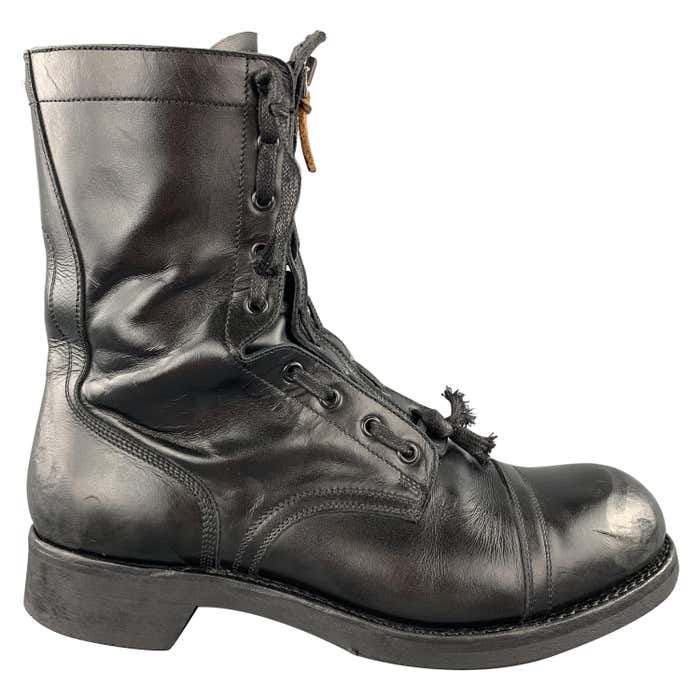 MAISON MARGIELA Size 10 Black Leather REPLICA Columbus Giorgia Military ...