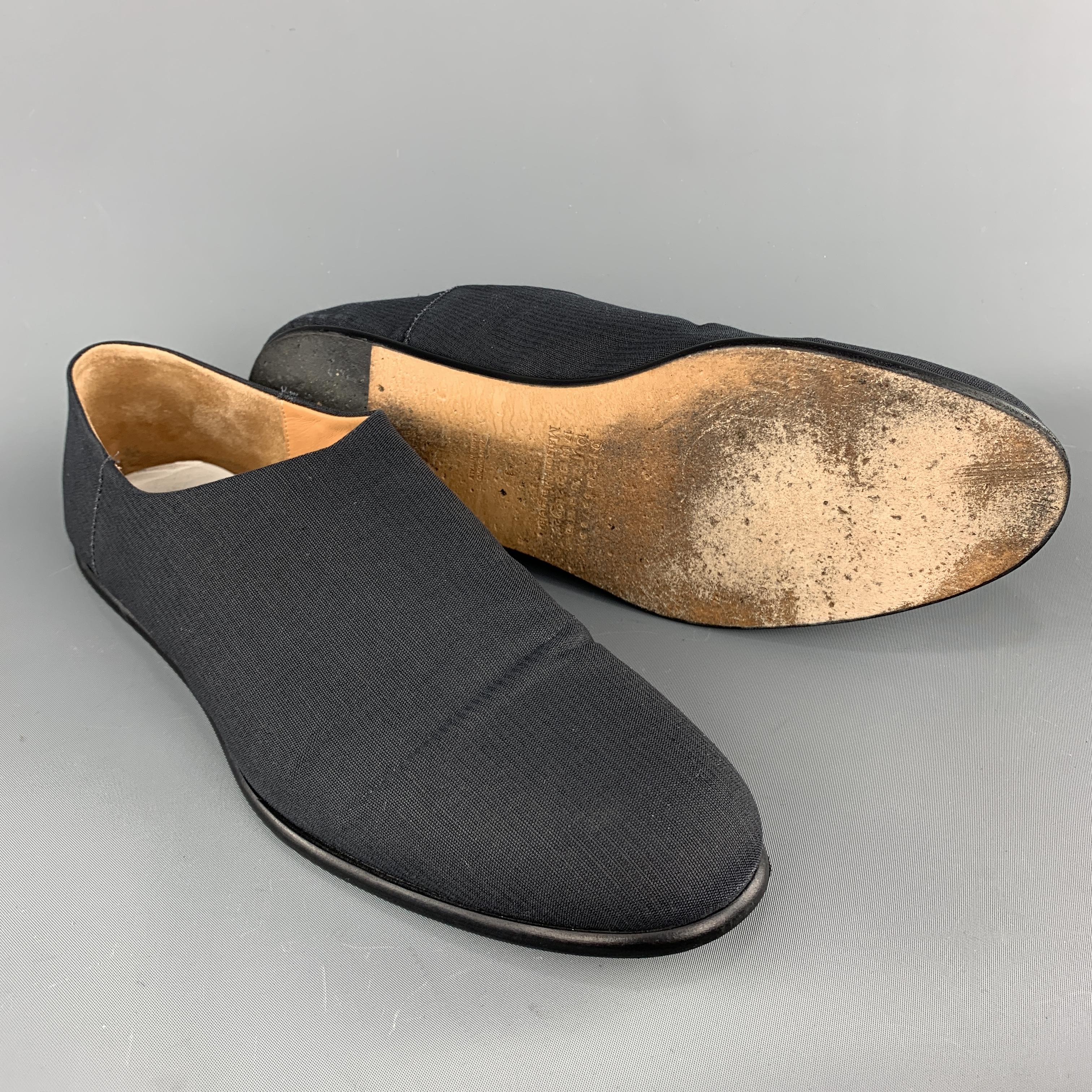 MAISON MARGIELA Size 10 Black Stripe Canvas Slip On Moccasin Loafers In Excellent Condition In San Francisco, CA