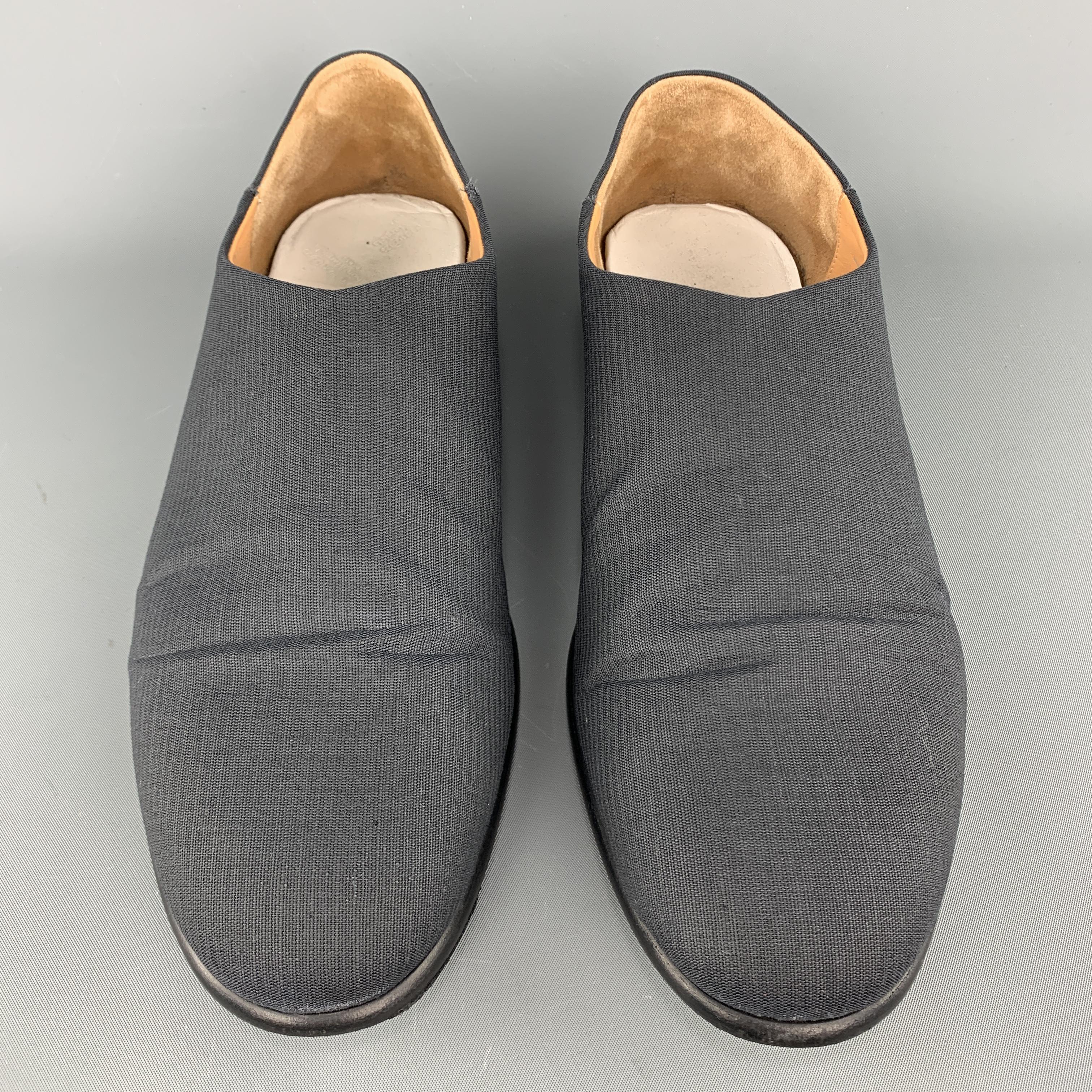 Men's  MAISON MARGIELA Size 10 Black Stripe Canvas Slip On Moccasin Loafers
