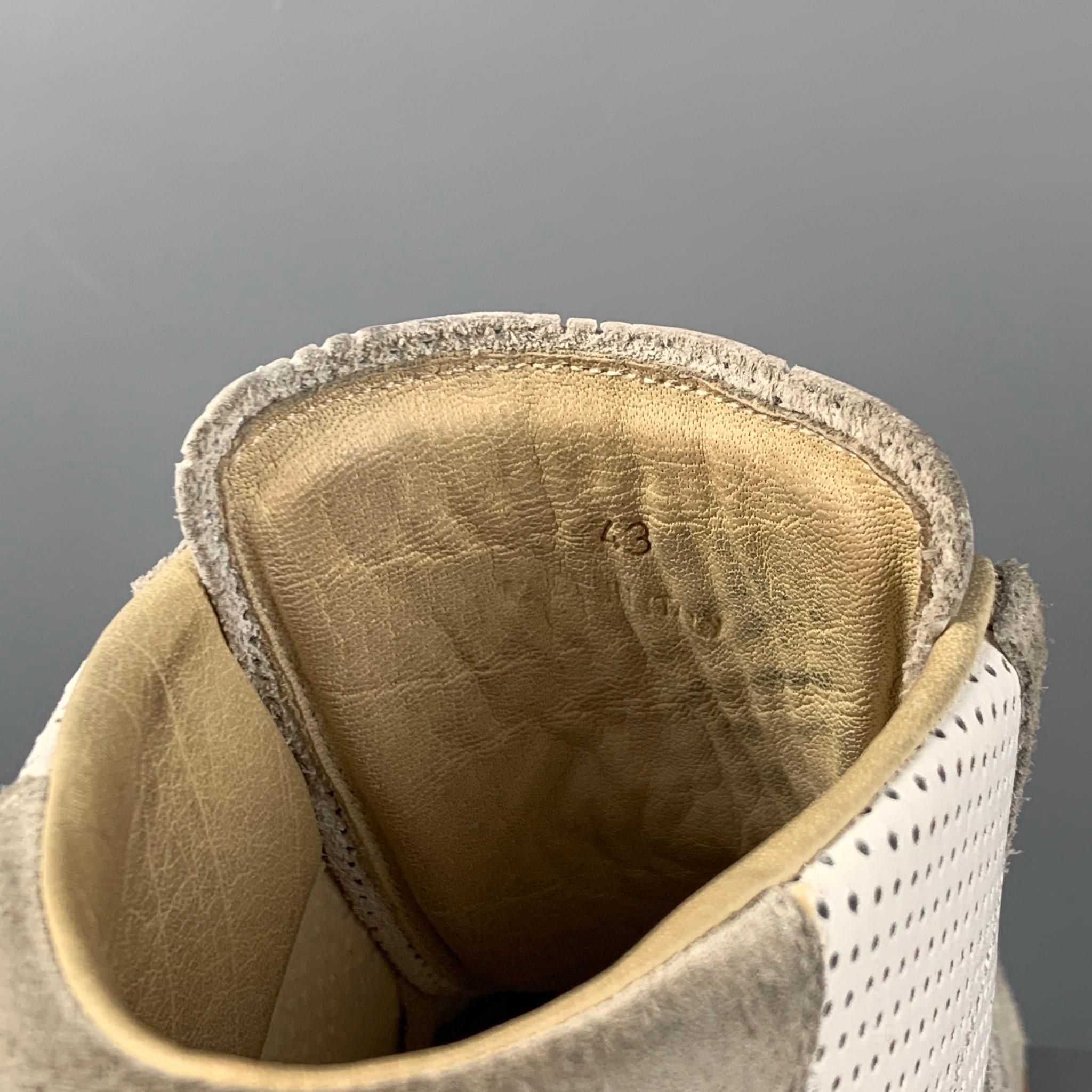 Men's MAISON MARGIELA Size 10 White Natural Perforated Leather REPLICA Sneakers