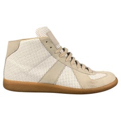 MAISON MARGIELA Size 10 White Natural Perforated Leather REPLICA Sneakers