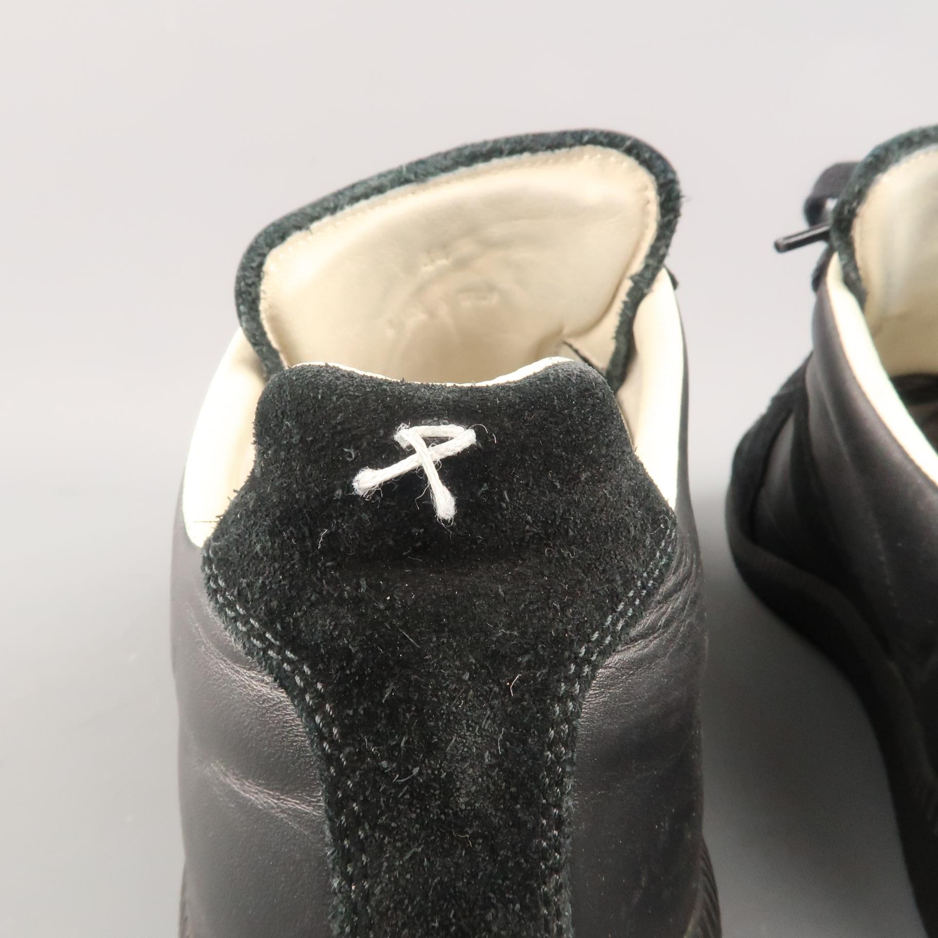 MAISON MARGIELA Size 11 Black Leather & Suede Lace Up Replica Low Top Sneakers 2