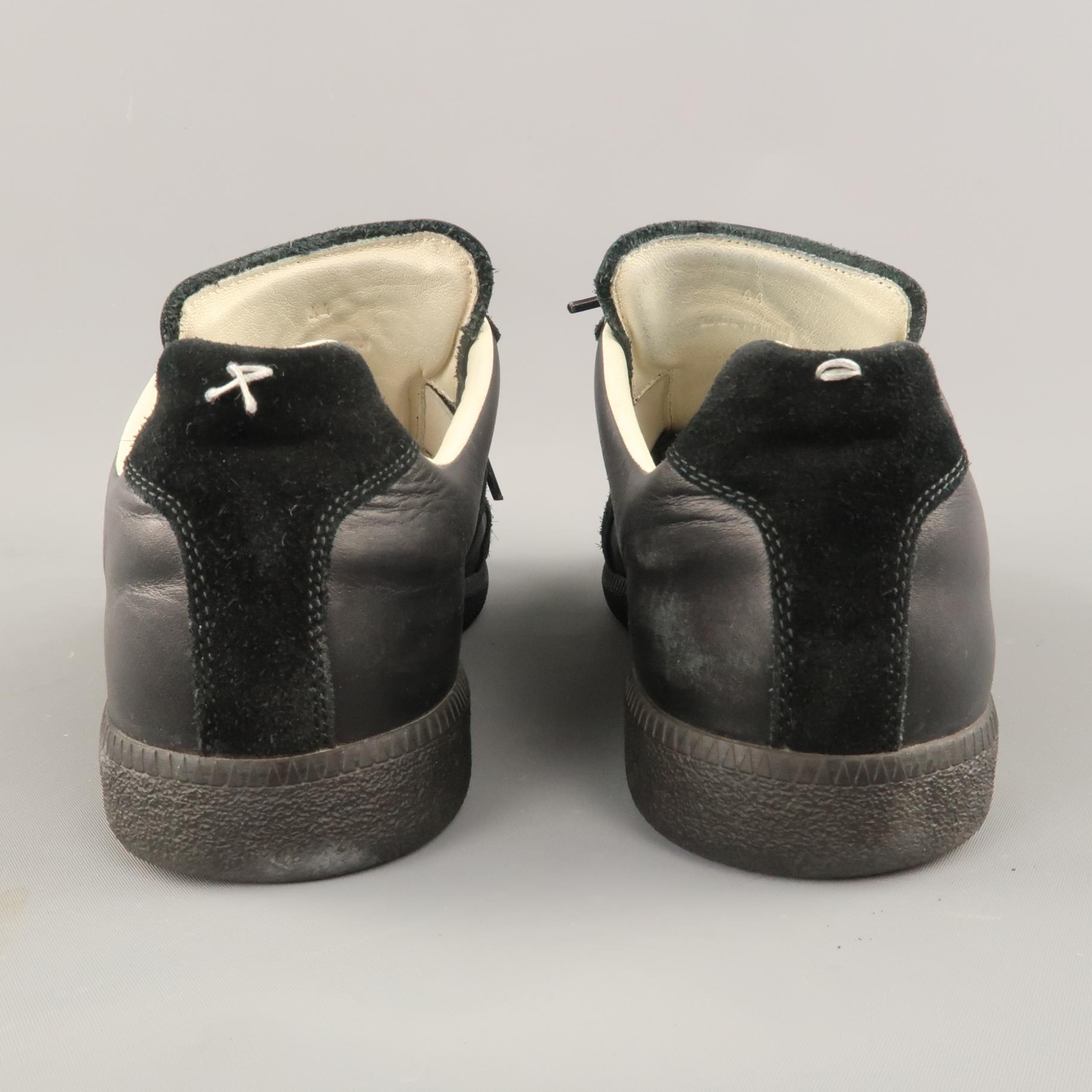 MAISON MARGIELA Size 11 Black Leather & Suede Lace Up Replica Low Top Sneakers 3